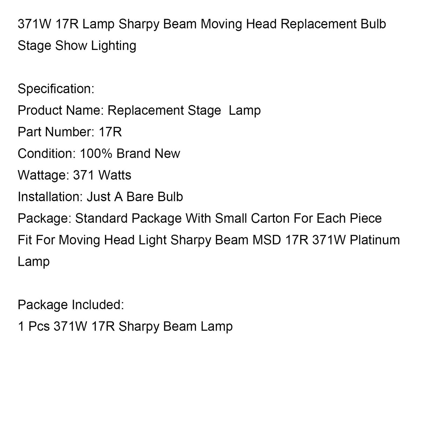 MSD 20R 440W Lamp Sharpy Beam Moving Head Replacement Bulb Stage Show Lighting