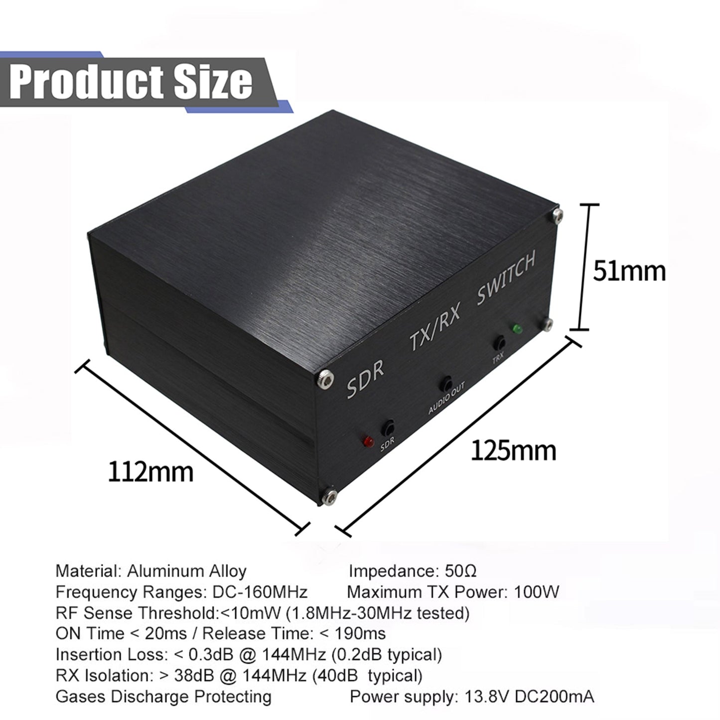 SDR Receiving Switching Antenna Sharing Transceiver TR Switch Box 100W DC 160MHz EU Plug