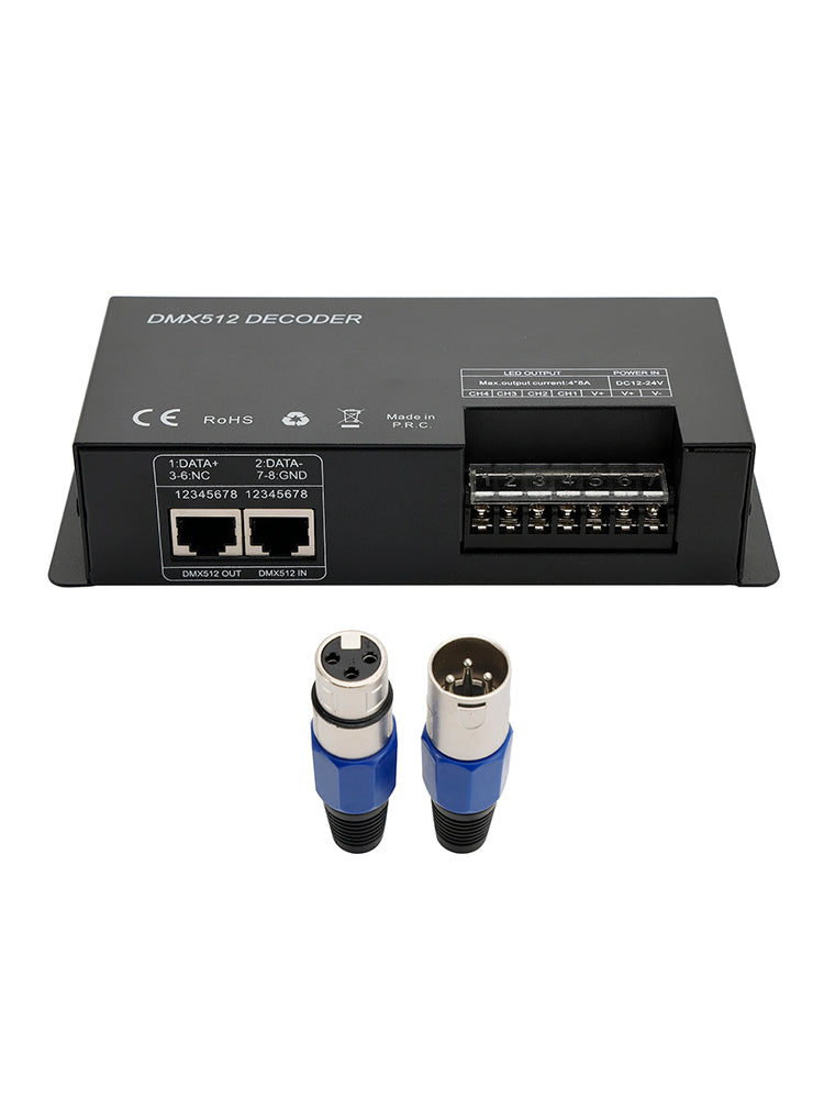 4 Channel DMX 512 Decoder RGBW PWM Dimmer Driver LED Strip Light Controller