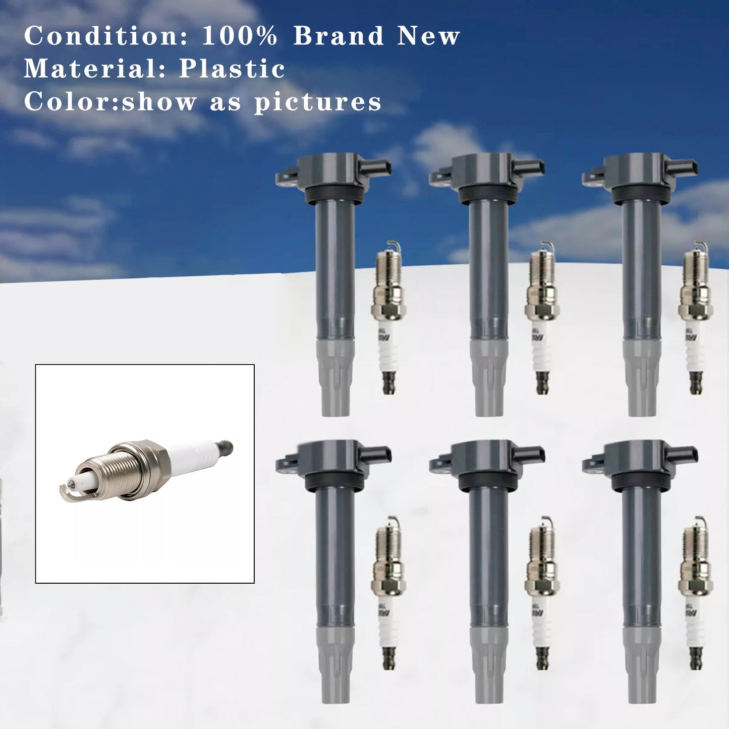 2008-2010 Chrysler Town & Country V6 4.0L 6pcs Ignition Coil & Spark Plugs UF502 4606869 4606869AA