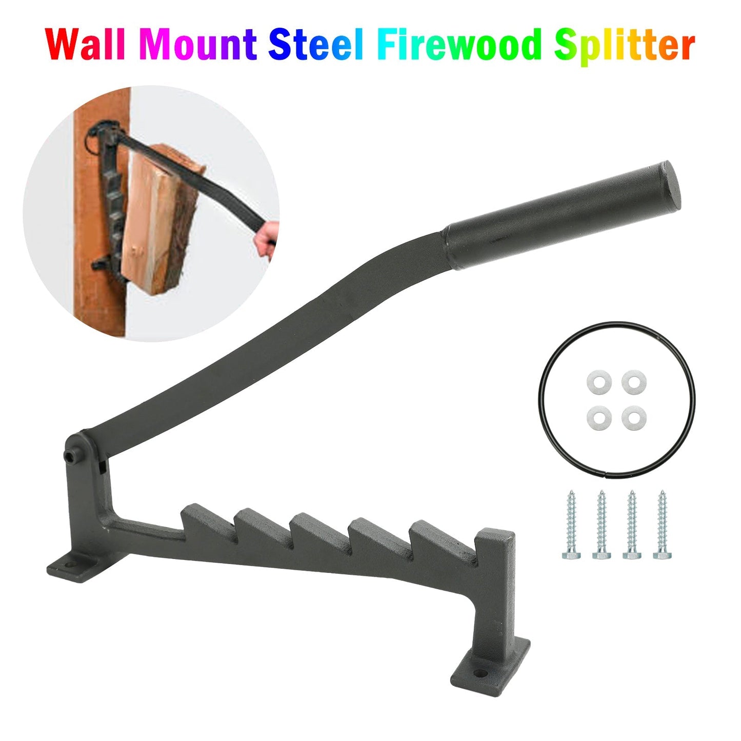 Wall Mount Steel Firewood Kindling Splitter Wood Cracker Cutting Tool for Home