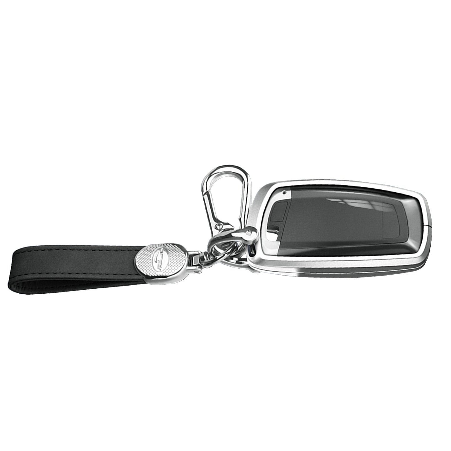 Aluminum Alloy TPU Silvery Car Key Case Cover With Buckle For Ford