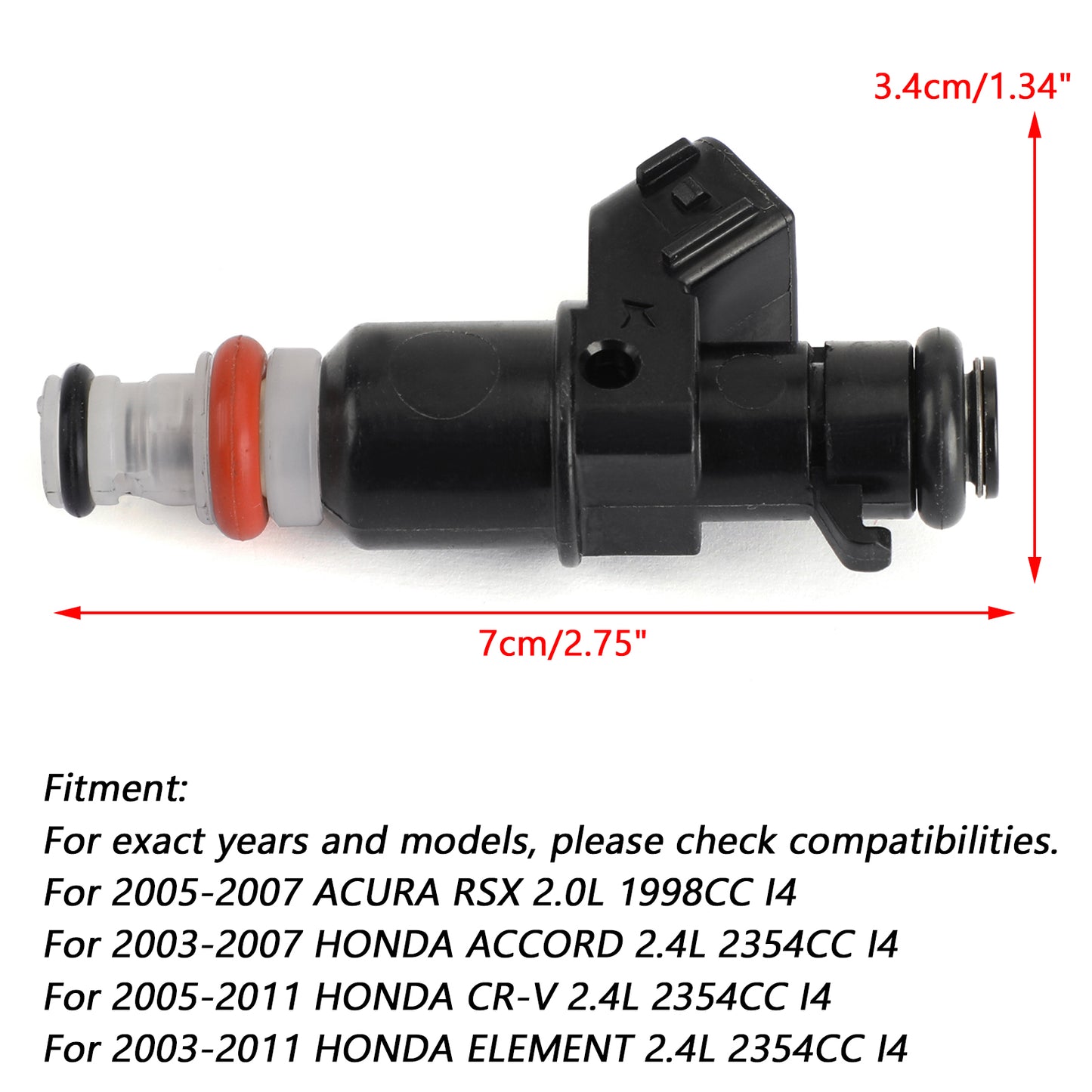 FJ484 842-12287 842-12288 4PCS Fuel Injectors For 2003-2007 Honda Accord 2.4L 16450RAAA01 16450-RAA-A01