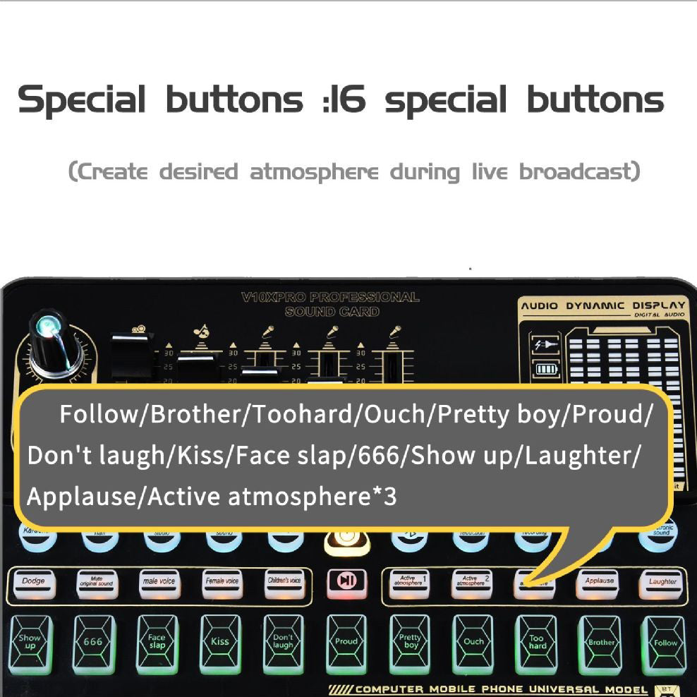V10 Sound Card Live Sound Card Mobile Phone Karaoke Computer Live Broadcast Tik Tok Equipment