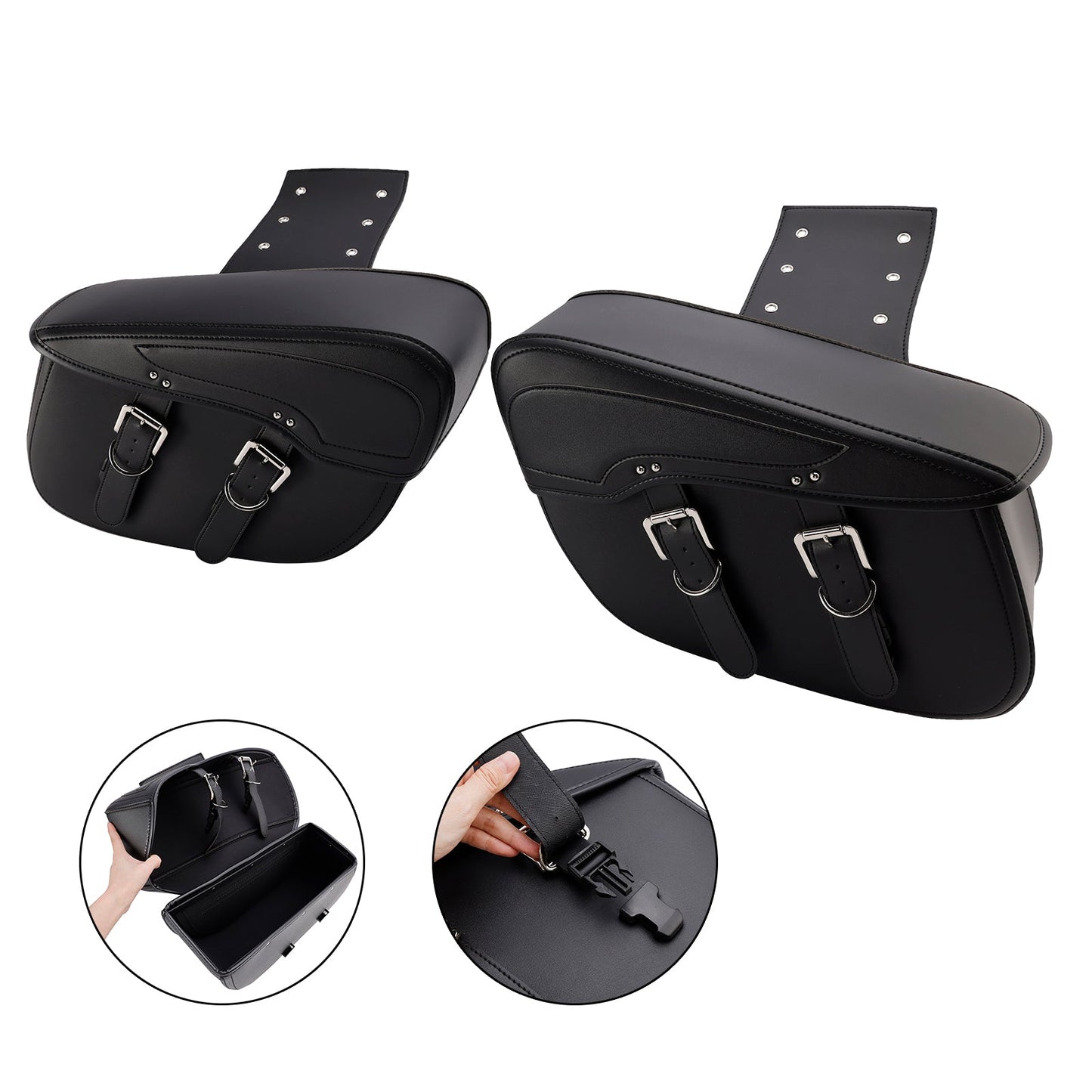 Side Tail Bag Saddlebag Color Matching Luggage Black 42L For Scooter Motorcycle