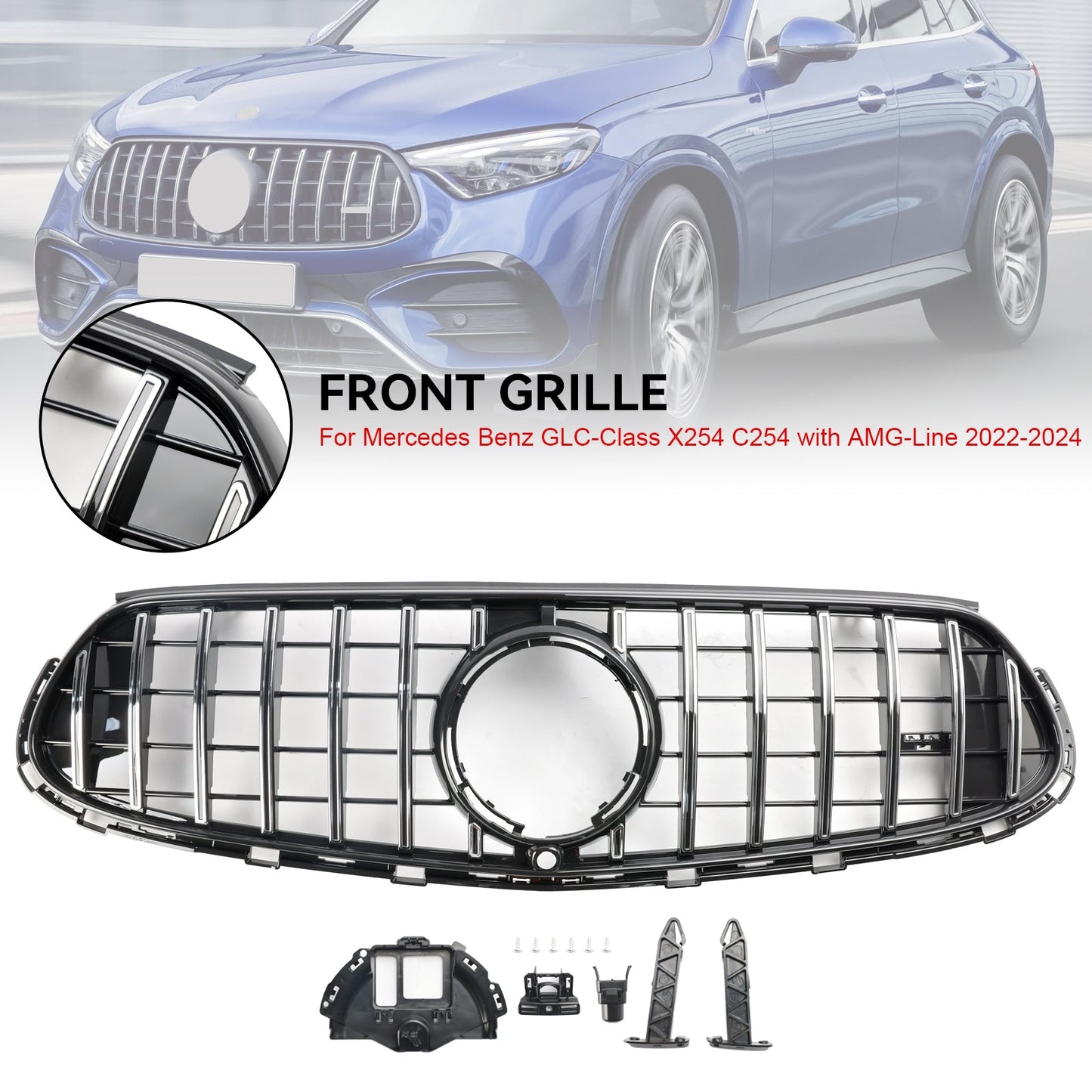 2022-2024 Mercedes GLC X254 C254 with AMG-Line Front Bumper Upper Grill Grille