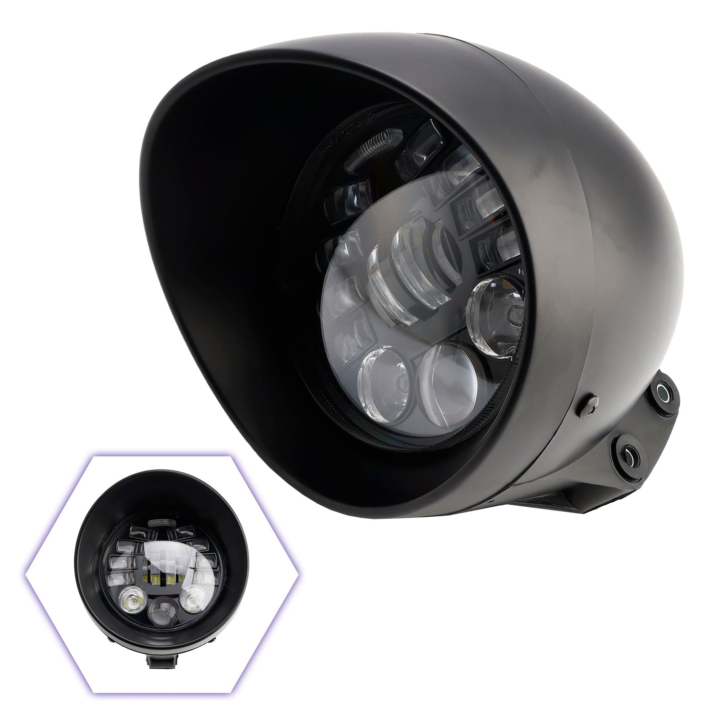 Multifunctional Beam Headlight Fog Lamp Custom Fits For Racer Bobber Chopper Chrome