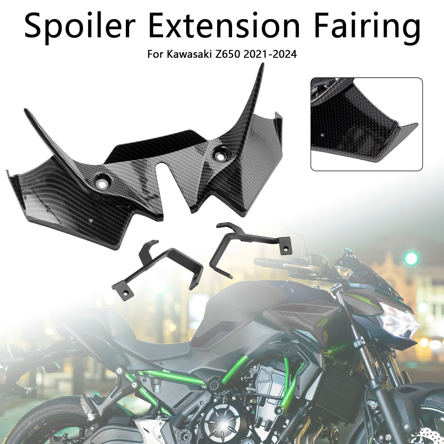 2021-2024 Kawasaki Z650 Front Downforce Spoiler Extension Fairing Carbon