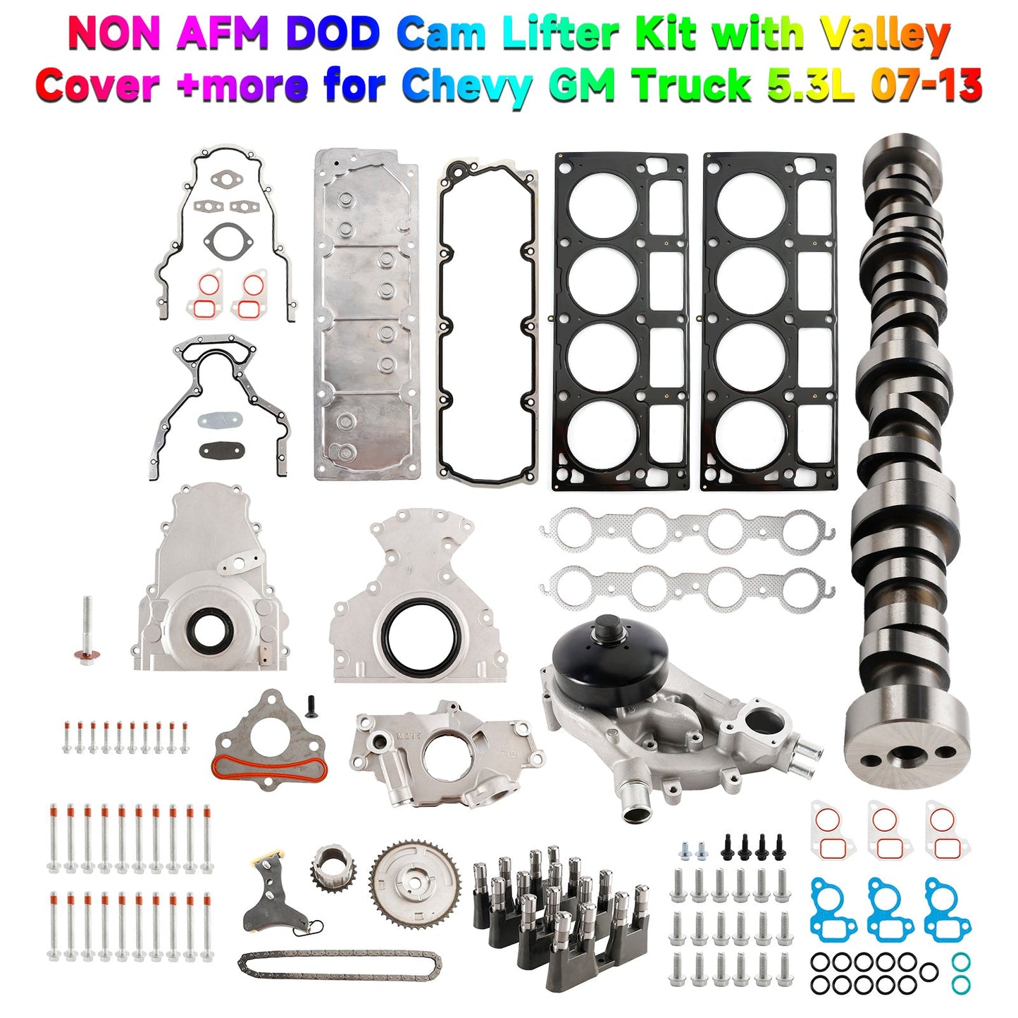 2007-2013 CHEVROLET SUBURBAN 1500 5.3L 5328CC 325CID V8 FLEX OHV NON AFM DOD Cam Lifter Kit with Valley Cover 12646386 12499225