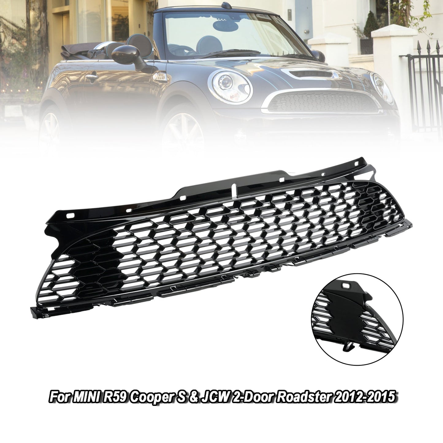 2012-2015 MINI R59 Cooper S &amp; JCW 2-Door Roadster Gloss Black Front Bumper Grill Grille