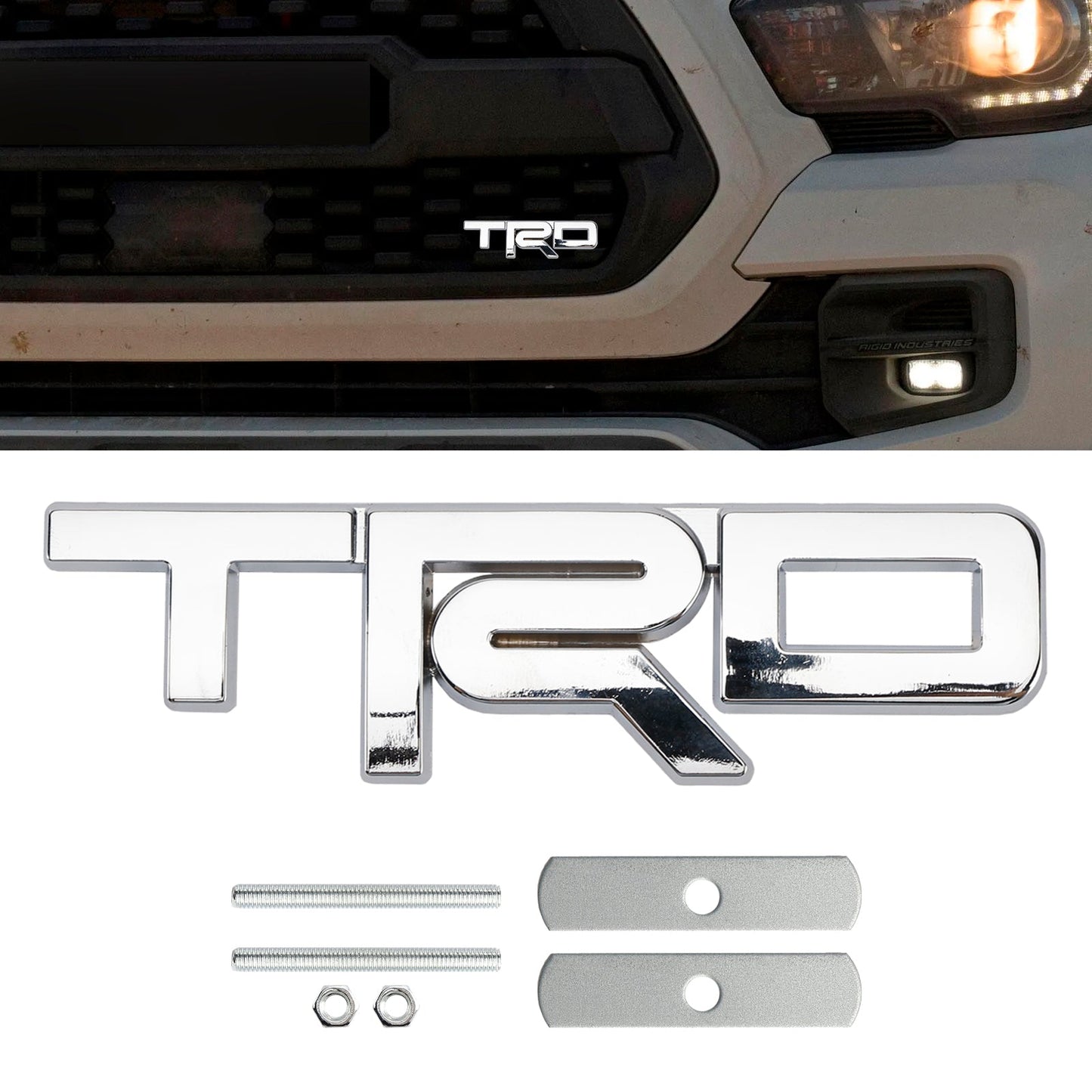 Silver TRD Grille Badge Emblem for Tacoma Tundra 4Runner