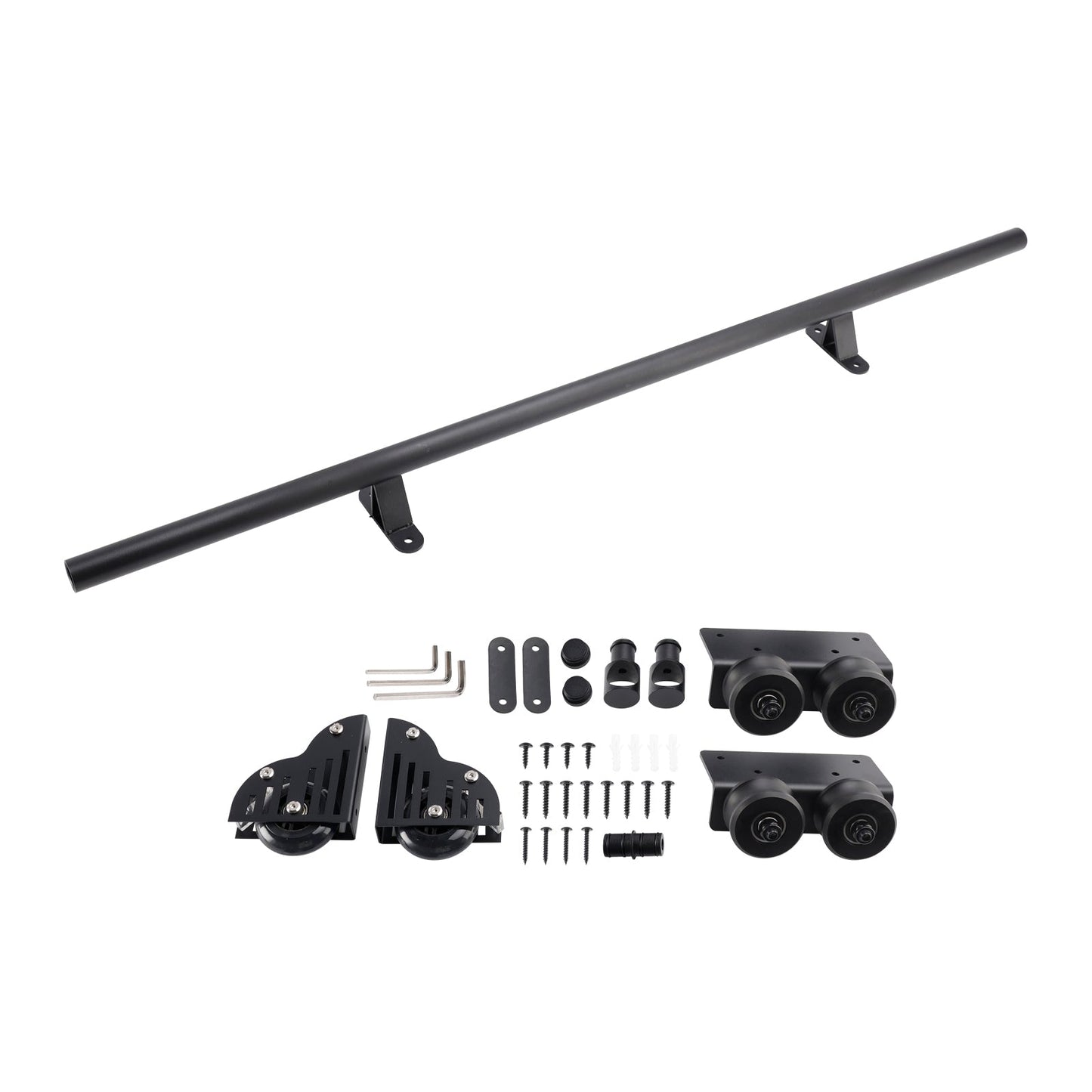 Rolling Library Sliding Ladder Hardware Kit with Brake 3.3FT Round Tube