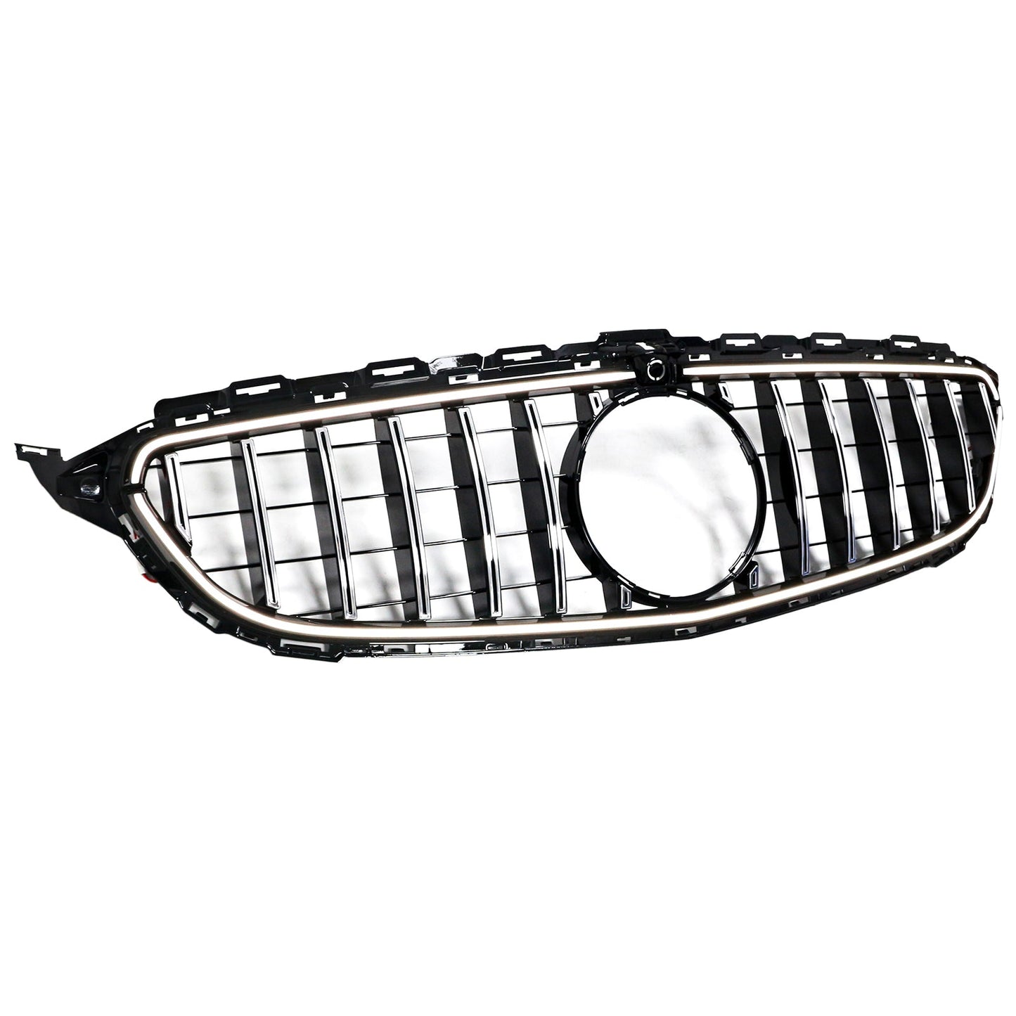 2015-2021 Mercedes W205 C250 C300 W/LED Chrome Front Bumper Grill Grille