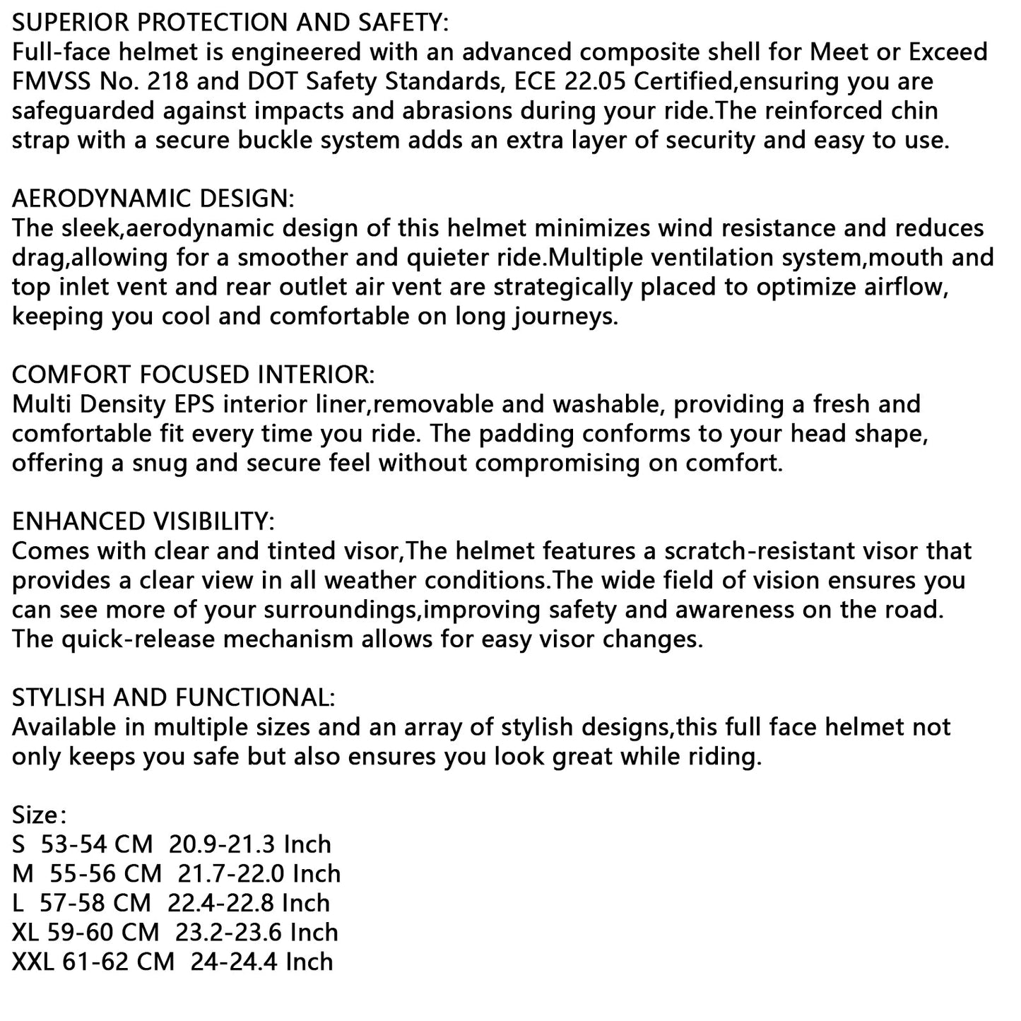 DOT Motorcycle Helmet Adult Street Full Face Orange Matte black