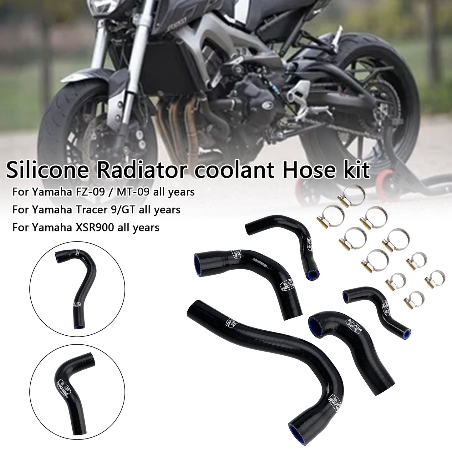 Yamaha MT-09 XSR900 Tracer 9/GT all years Silicone Radiator coolant Hose