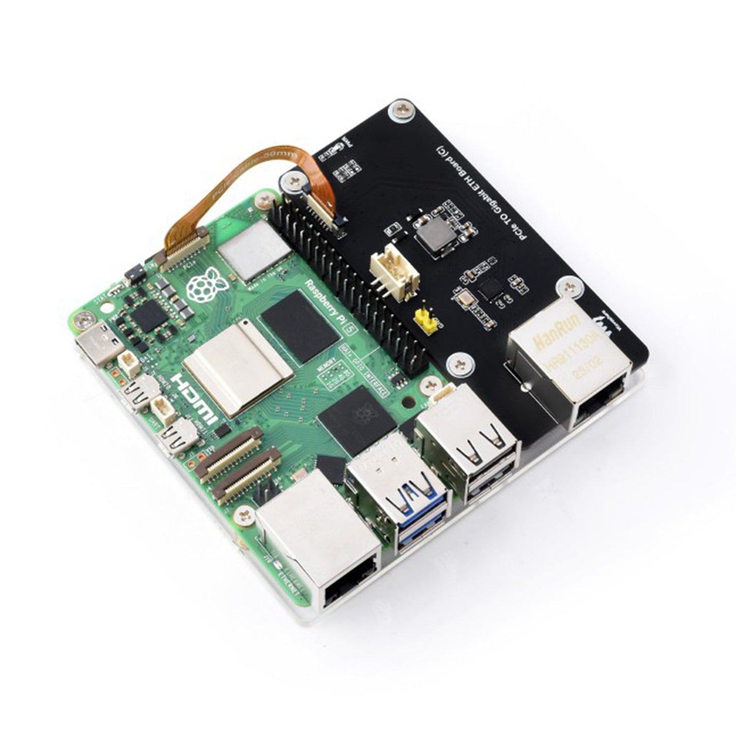 Raspberry Pi5 5B PCIe to Gigabit Ethernet Port Adapter Board OS Driver-Free