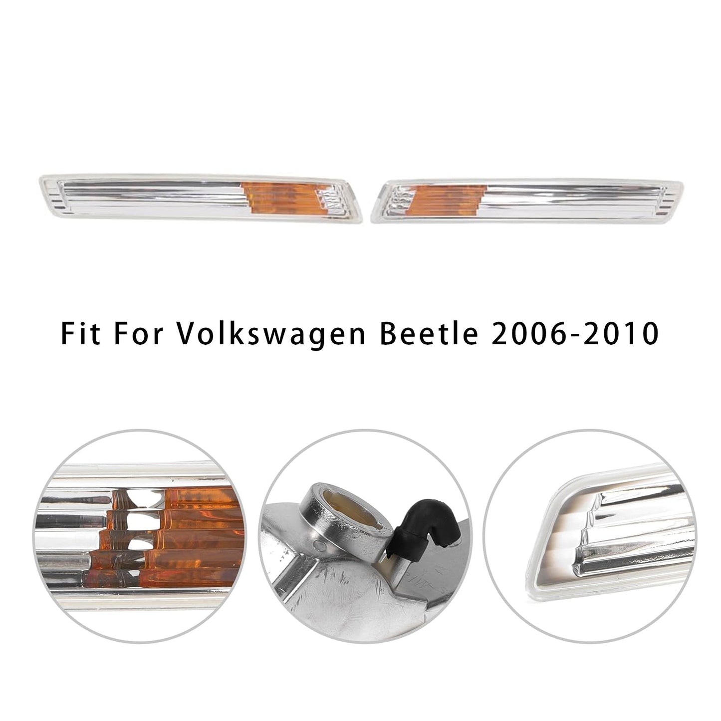 2006-2010 VW Beetle Pair Front Bumper Turn Signal Light Without Bulbs 1C0953041R