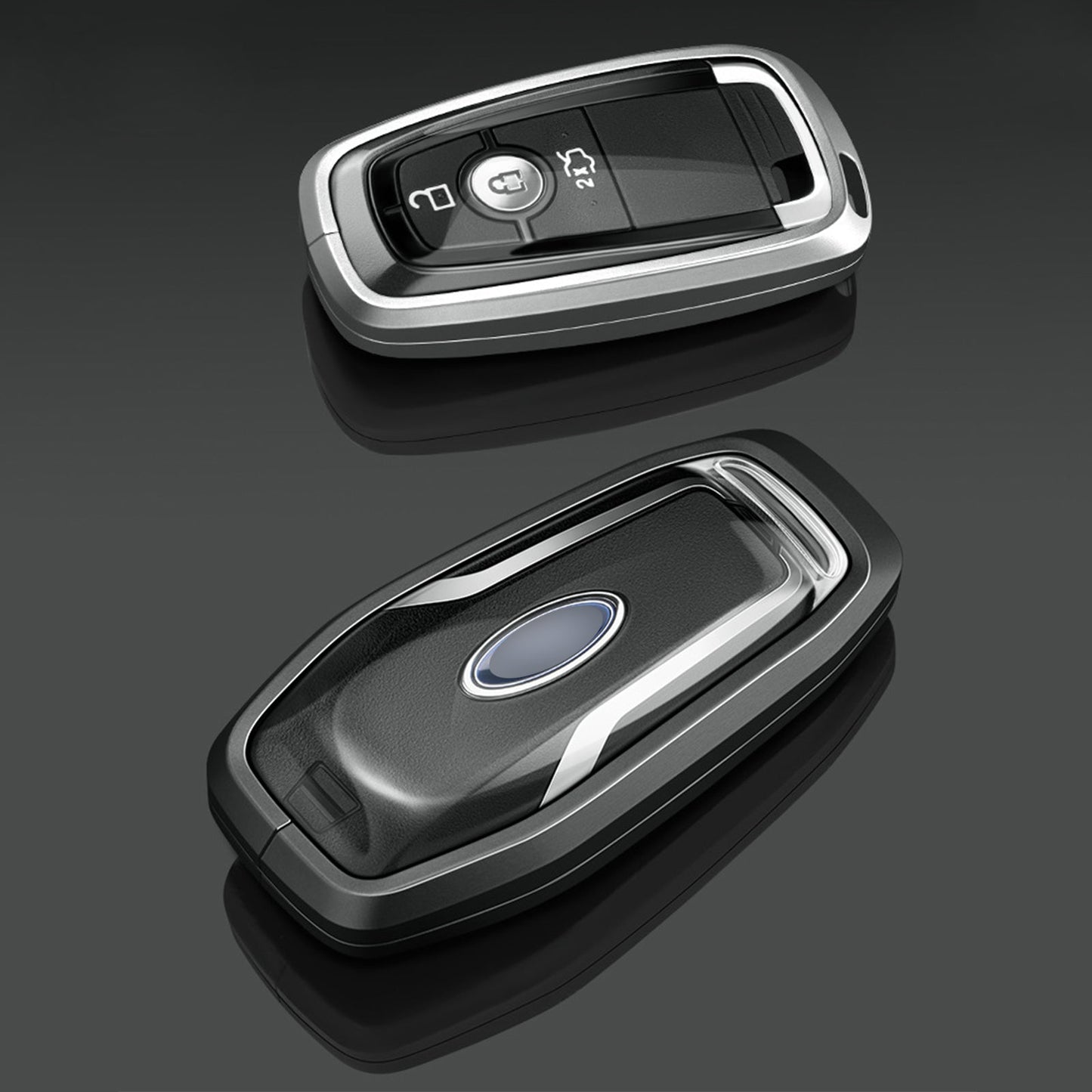 Aluminum Alloy TPU Black Car Key Case Cover With Buckle For Ford