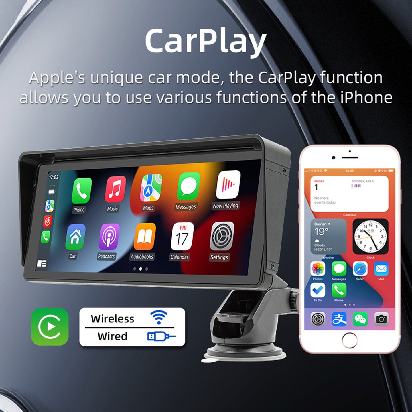 10.26" Car MP5 Player Bluetooth Car FM Transmitter Wireless Carplay 4 LED Camera