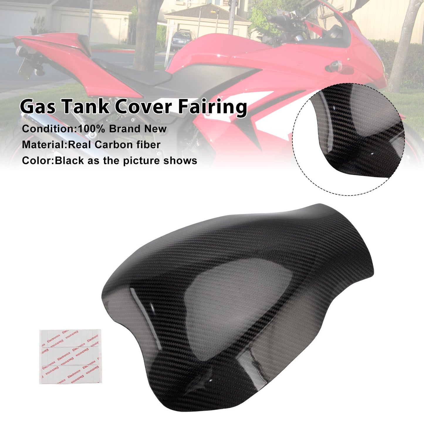 2008-2012 Kawasaki Ninja 250 EX250 Real Carbon Fiber Tank Cover Fairing