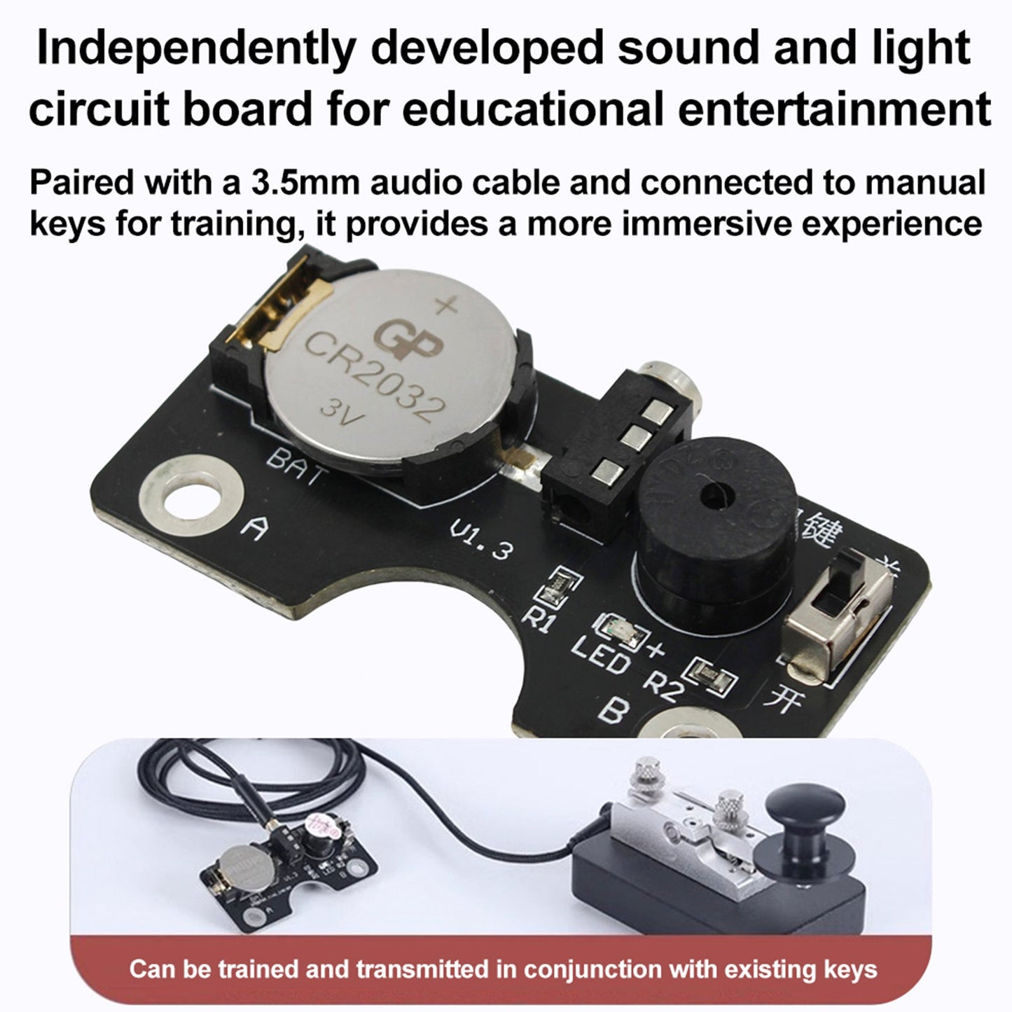 Morse Code CW Transmission Trainer Key Sound Light Circuit Board For Manual Key