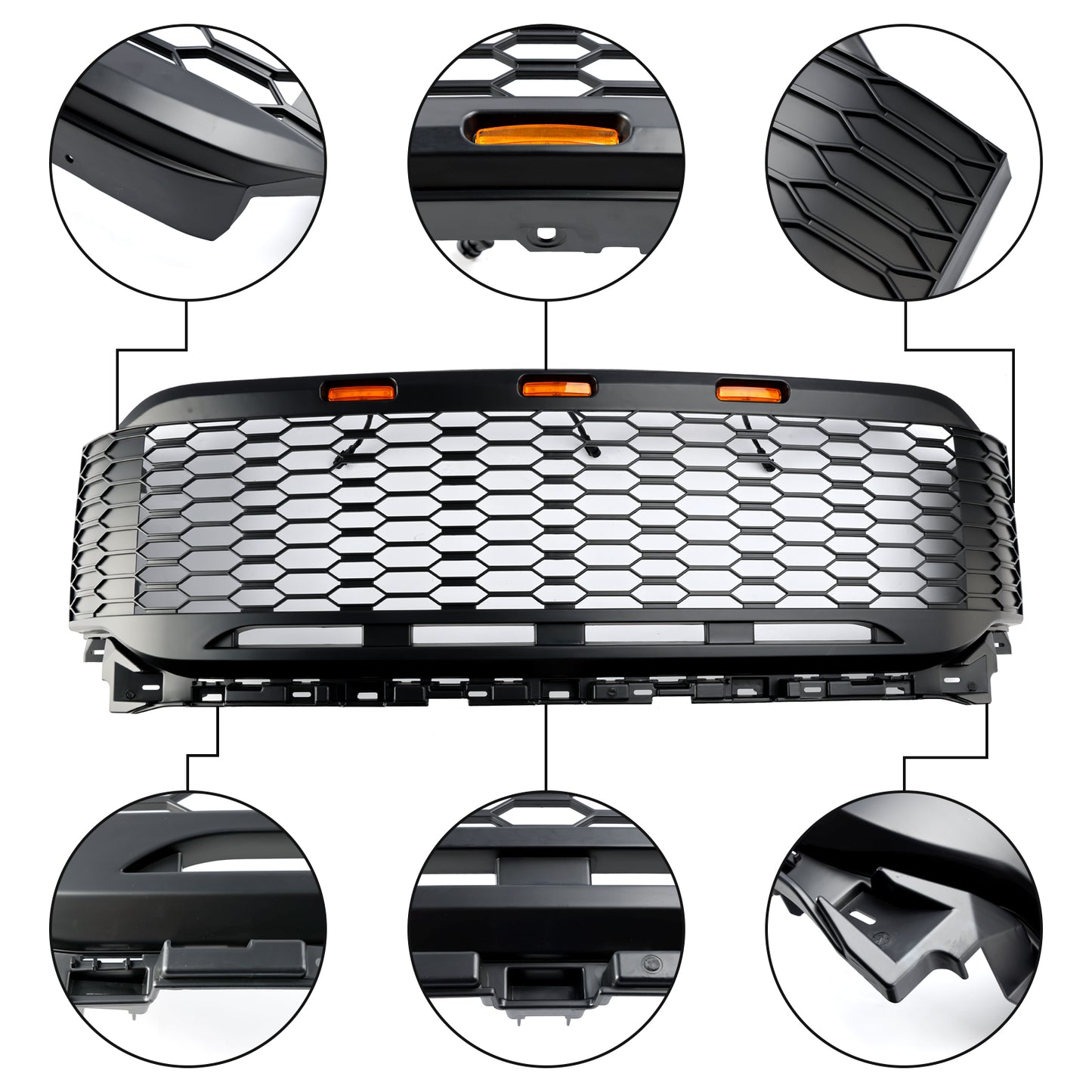 Replacement ABS Front Bumper Grill Grille Fit Ford F150 2021-2023 Raptor W/ LED