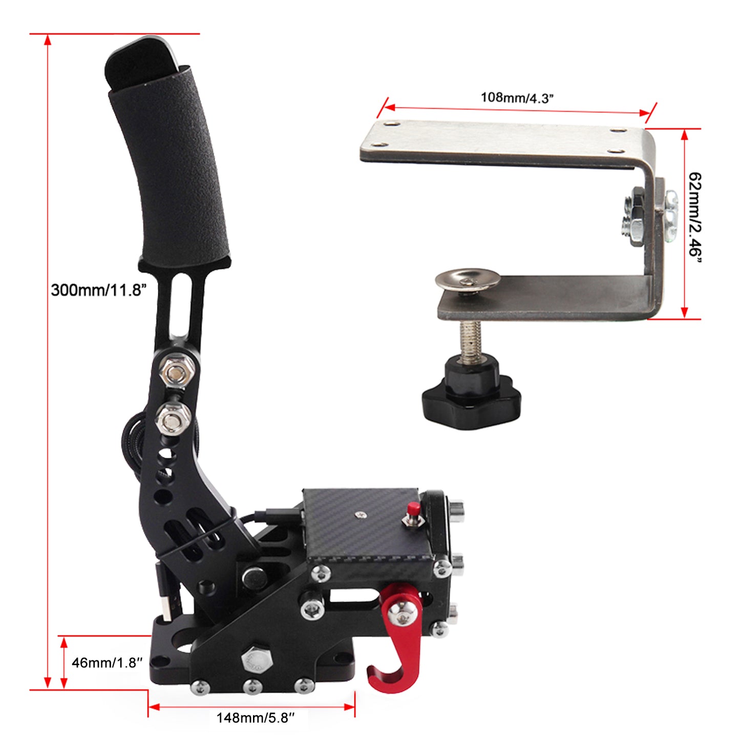 14Bit PS4/PS5 USB Handbrake Kits for Racing Games Steering Wheel Stand G29 Black