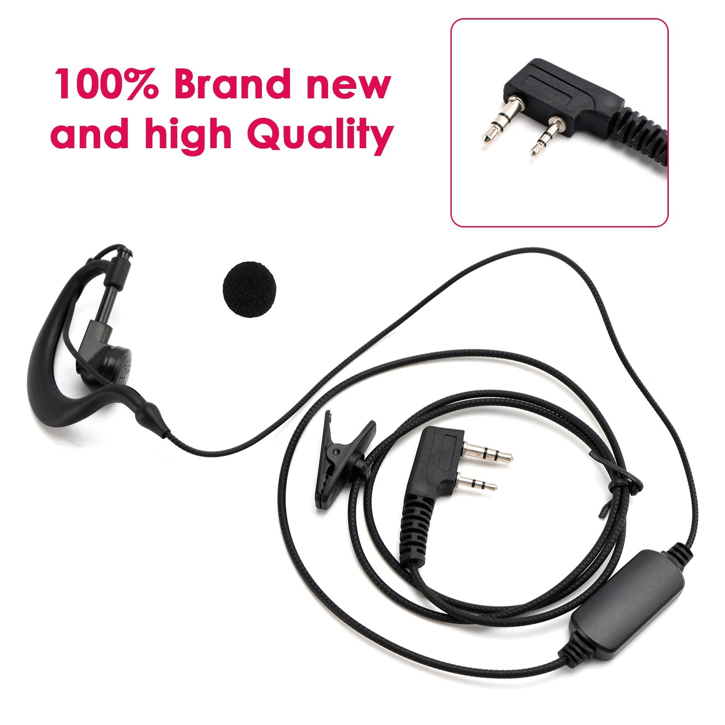 K-031 Pressure Wire Earhook Headset For TK-208 TH-D7 RPU416A KG-UVD1 TG-K4AT