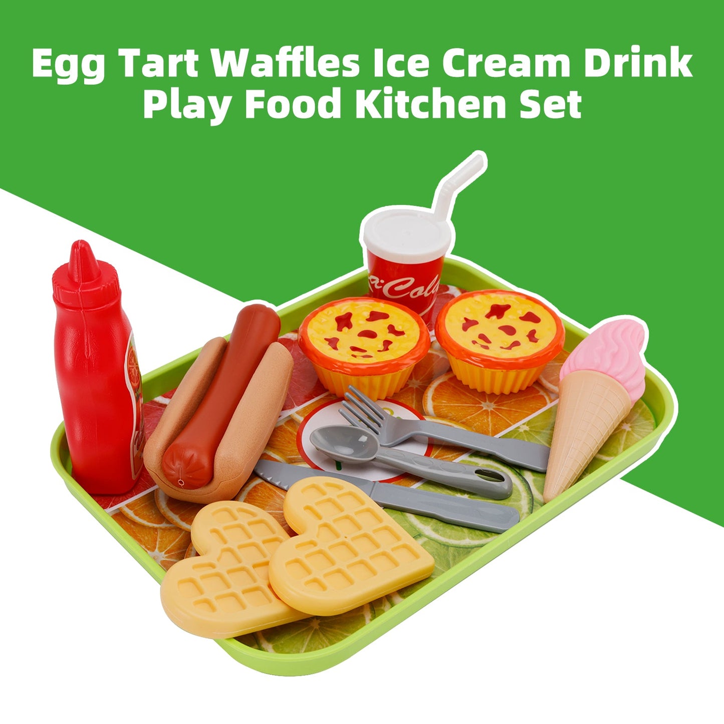 Egg Tart Waffles Ice Cream Drink Play Food Kitchen Set Children Toy Set For Kid