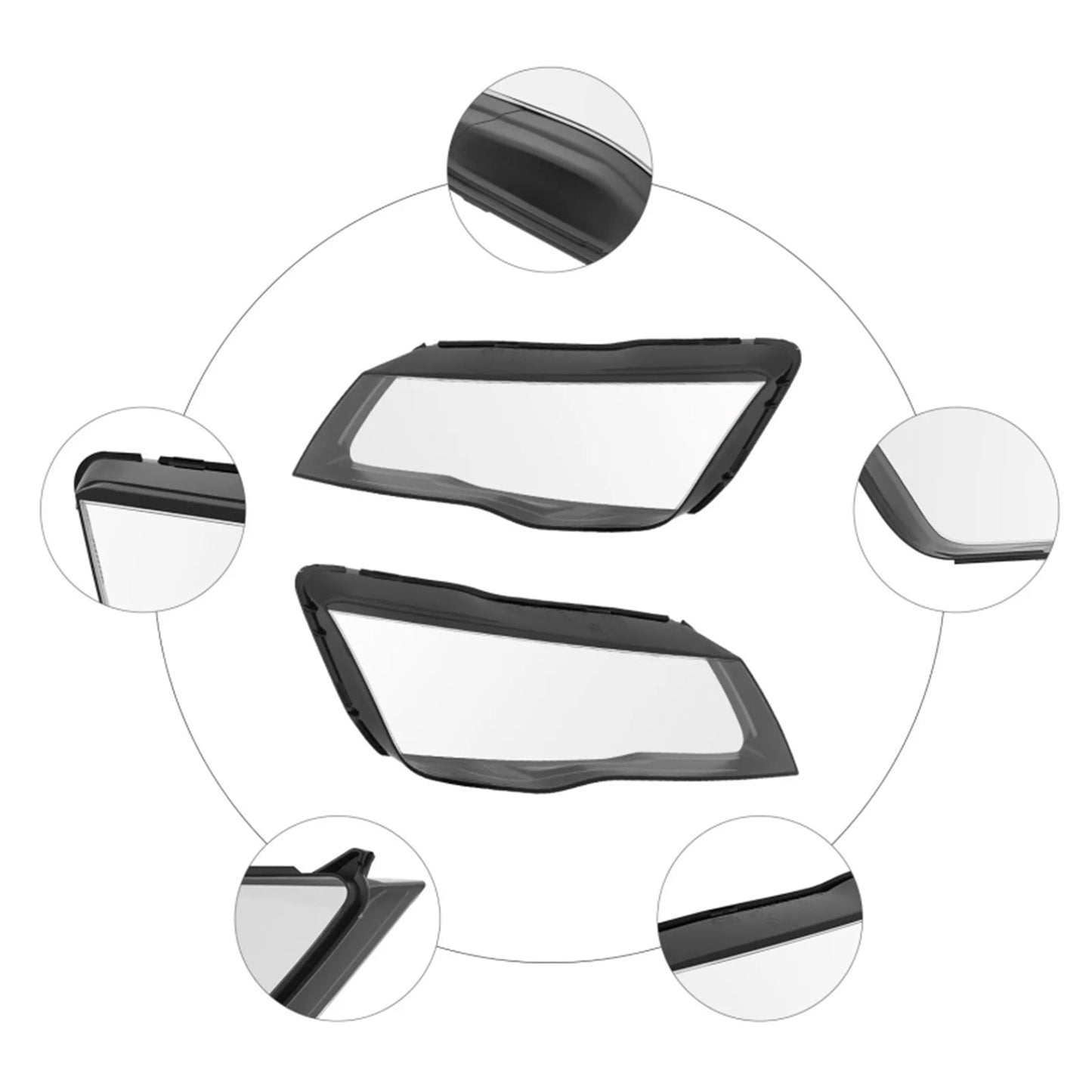 2012-2015 Audi A7 S7 RS7 2Pcs Front Headlight Lens Cover Shell Clear