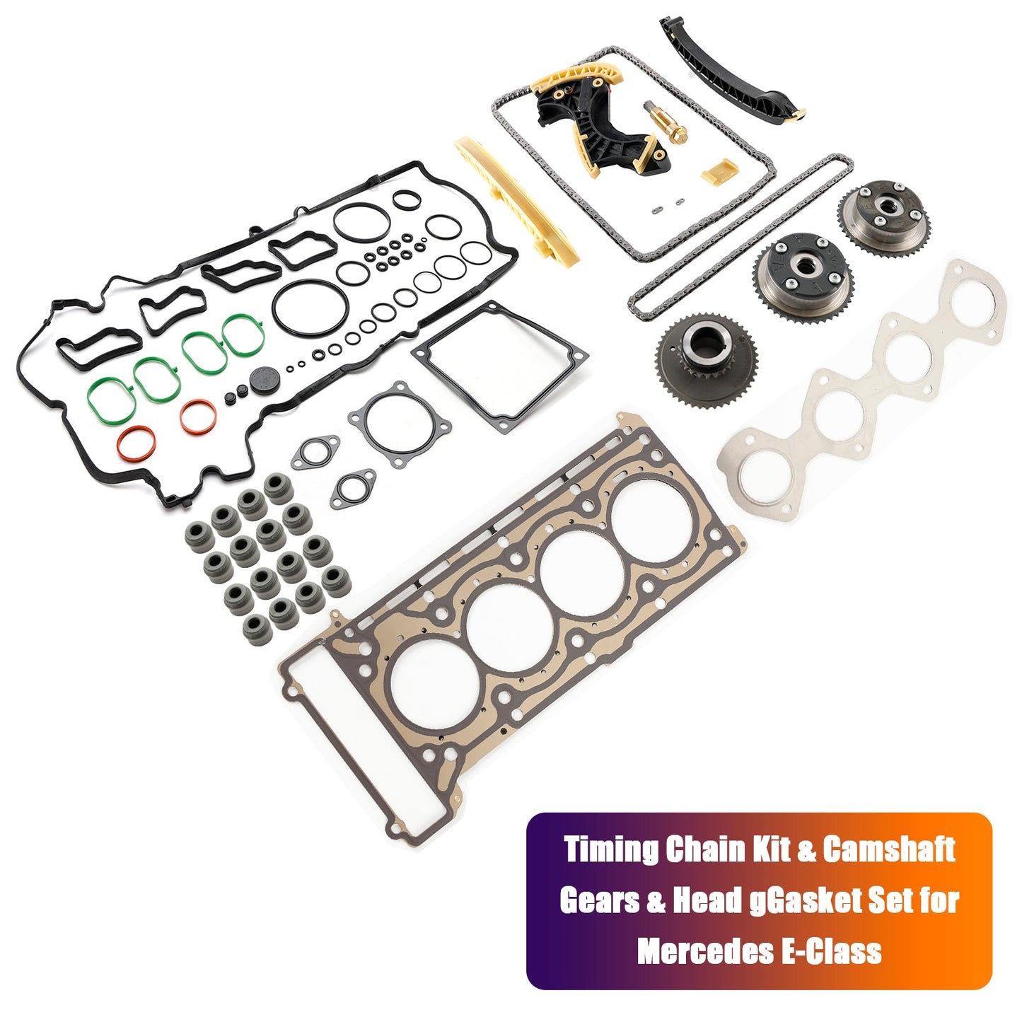2003/07-2007/02 Mercedes-Benz C-Klasse W203 C 200 CGI Kompressor Timing Chain Kit & Camshaft Gears & Head gGasket Set 2710500647