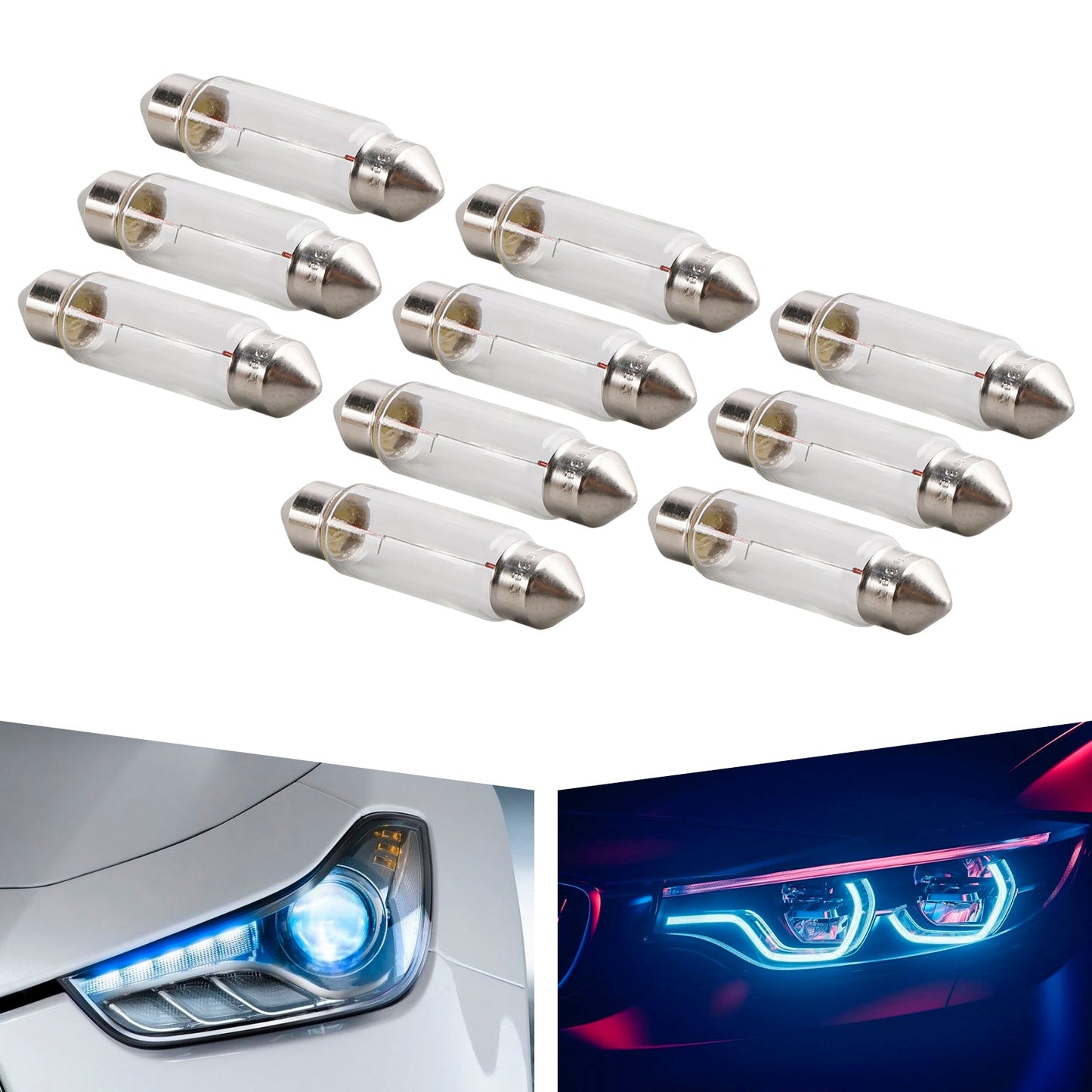 10PCS Car Light Tubular Lamp bulb C10W SV8.5-8 43MM 6429 24V 10W For OSRAM