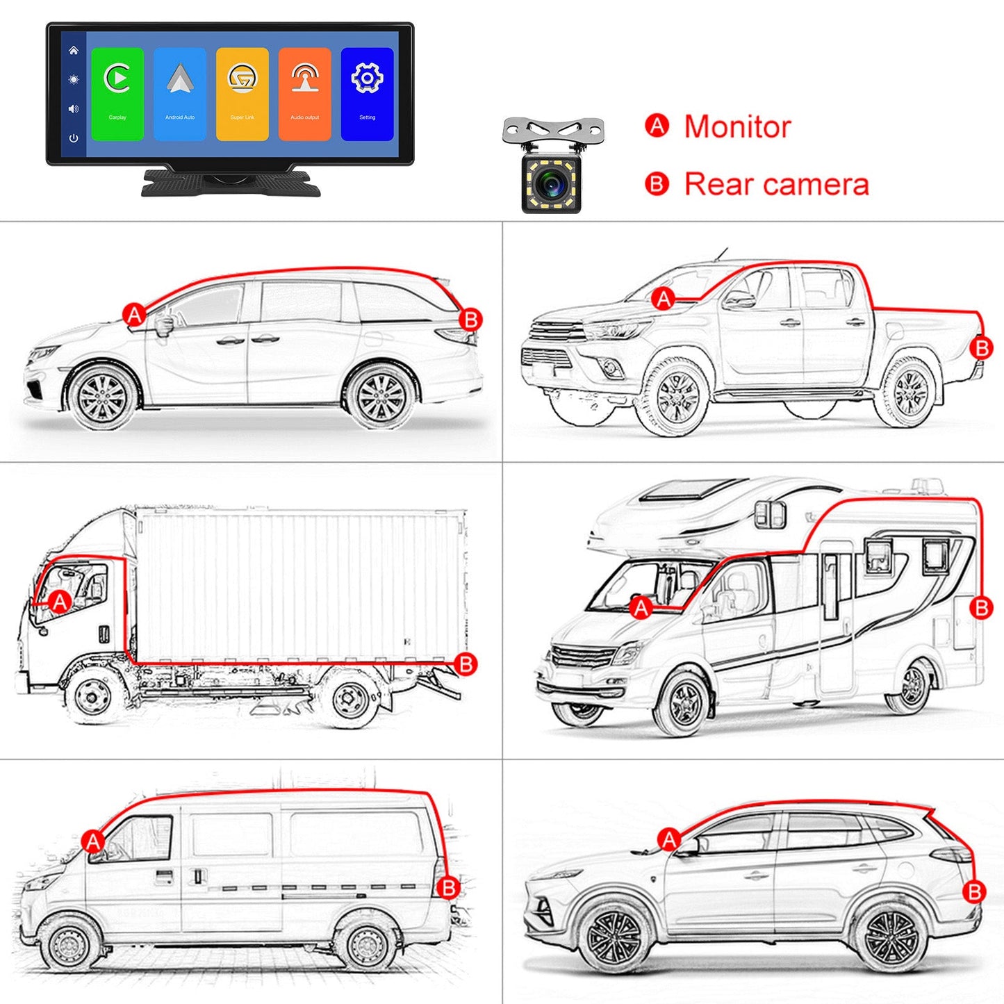 10.26 HD Display Car Navigation System CarPlay all-in-one Machine 12 LED Camera