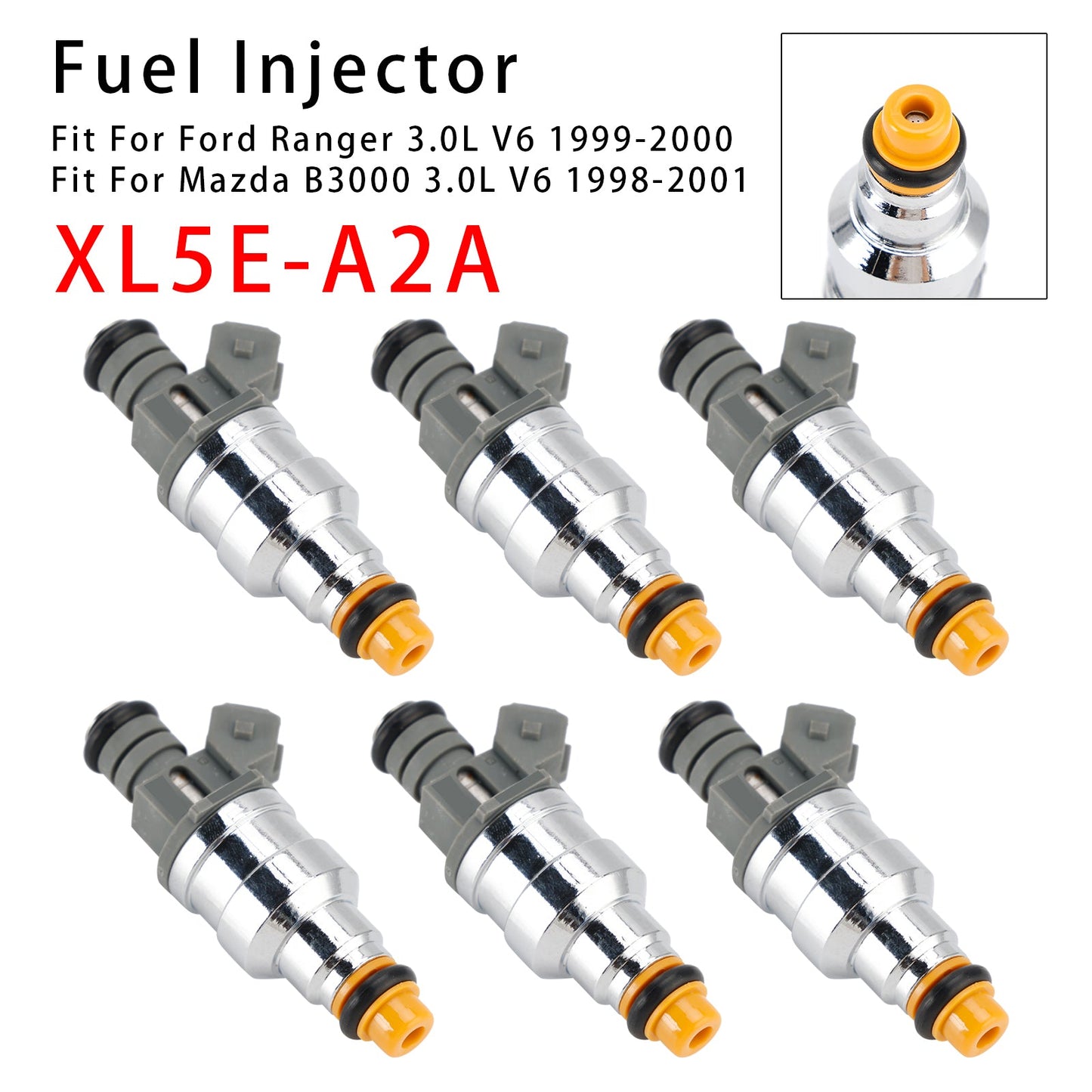 1998-2001 Mazda B3000 3.0L V6 6Pcs Fuel Injector XL5E-A2A XL5E-B2A