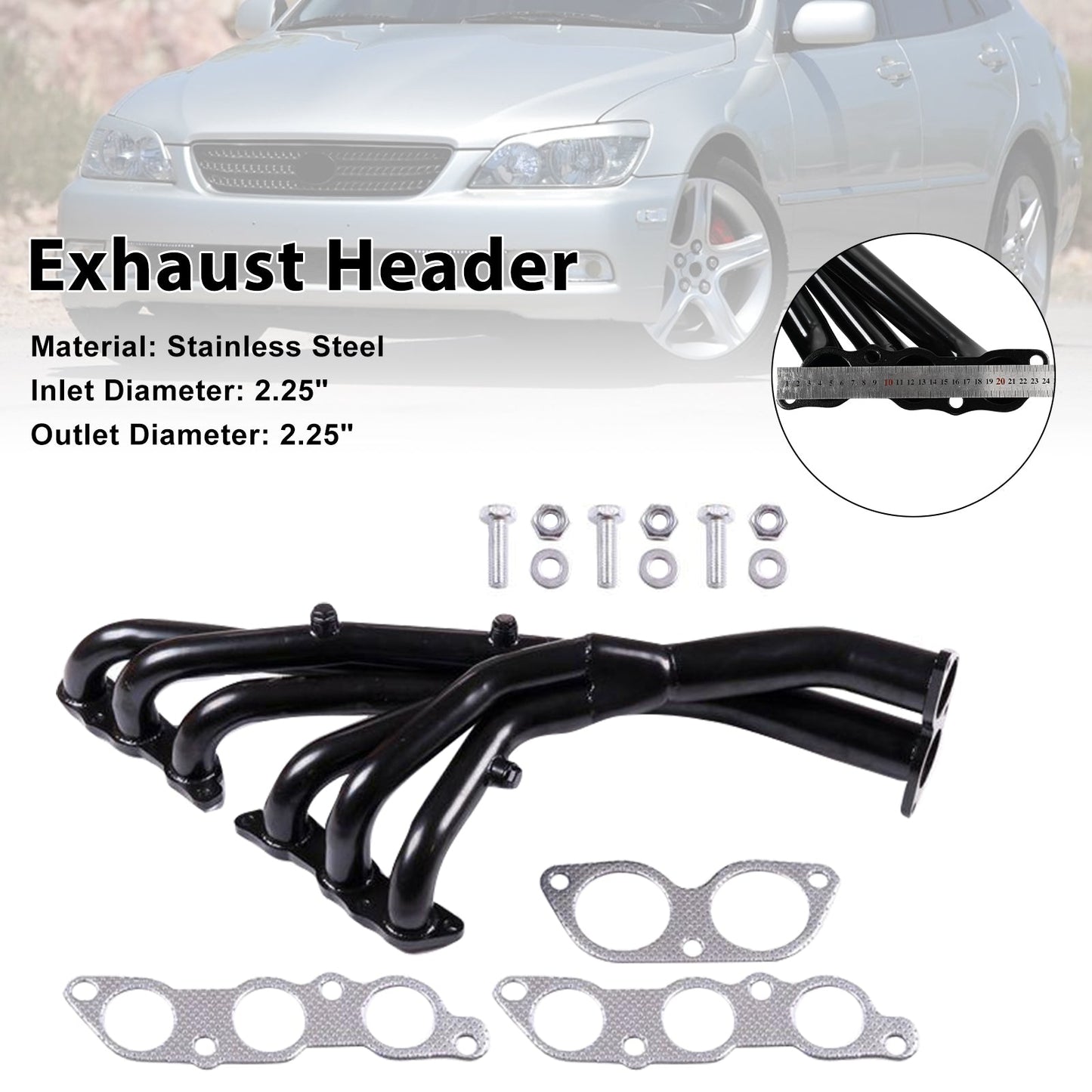 Stainless Steel Exhaust Manifold Header Fit Lexus IS300 2001-2005 3.0L Black
