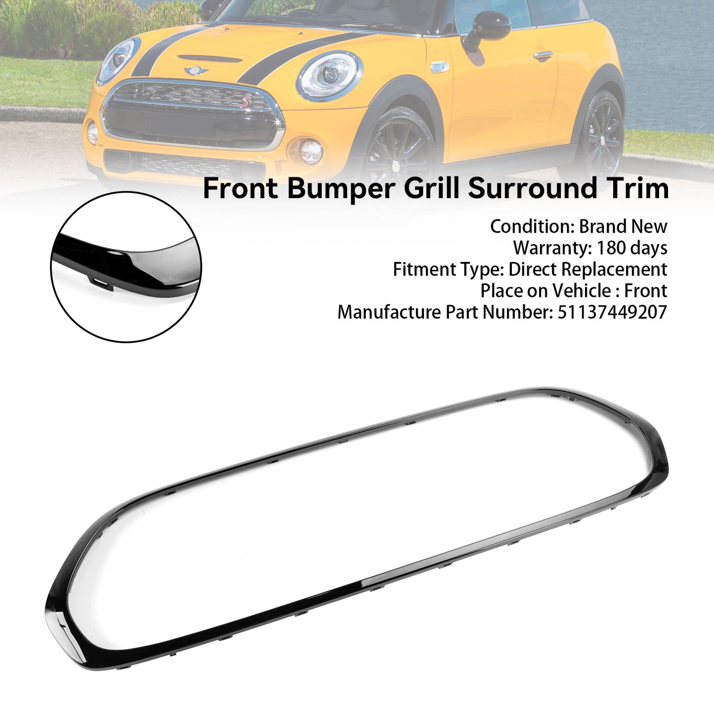 2014-2021 Mini Cooper F55 F56 F57 Front Grill Grille Surround 51137449207