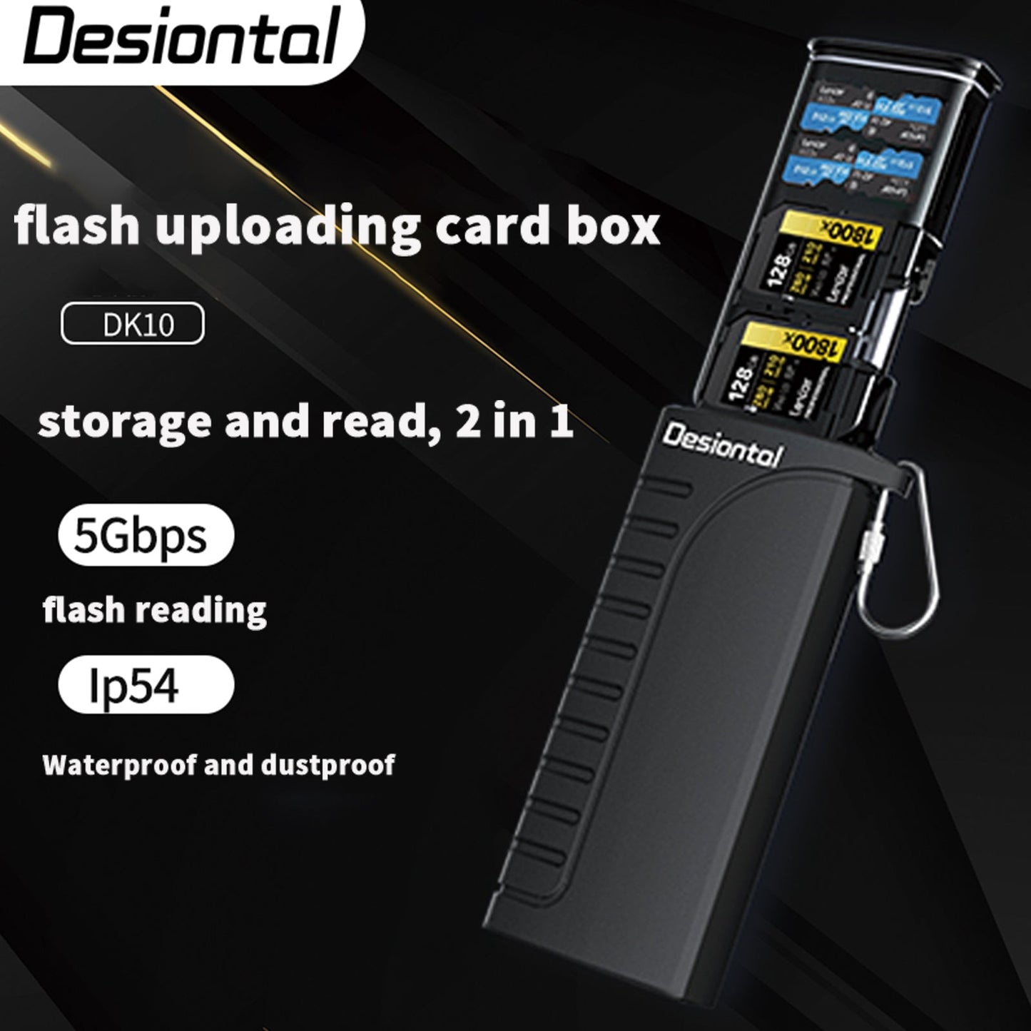 2 in 1 High-Speed Reader Flash Card Box Photo Transmission Storage Waterproof