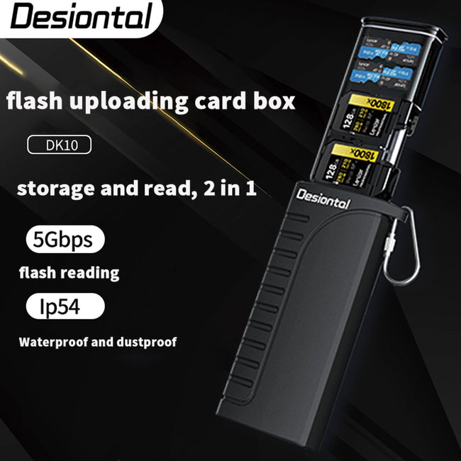 2 in 1 High-Speed Reader Flash Card Box Photo Transmission Storage Waterproof