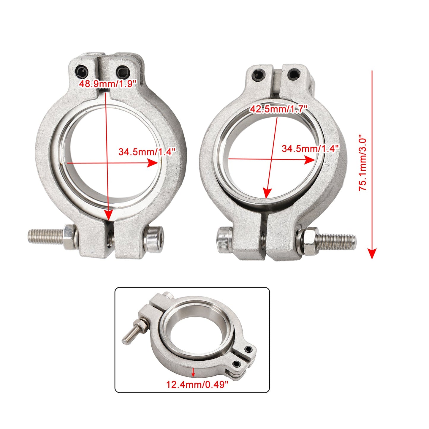 4PC TiAL MV-S 38mm Wastegate V-Band Clamp Set Kit with Screws Nuts and Seals