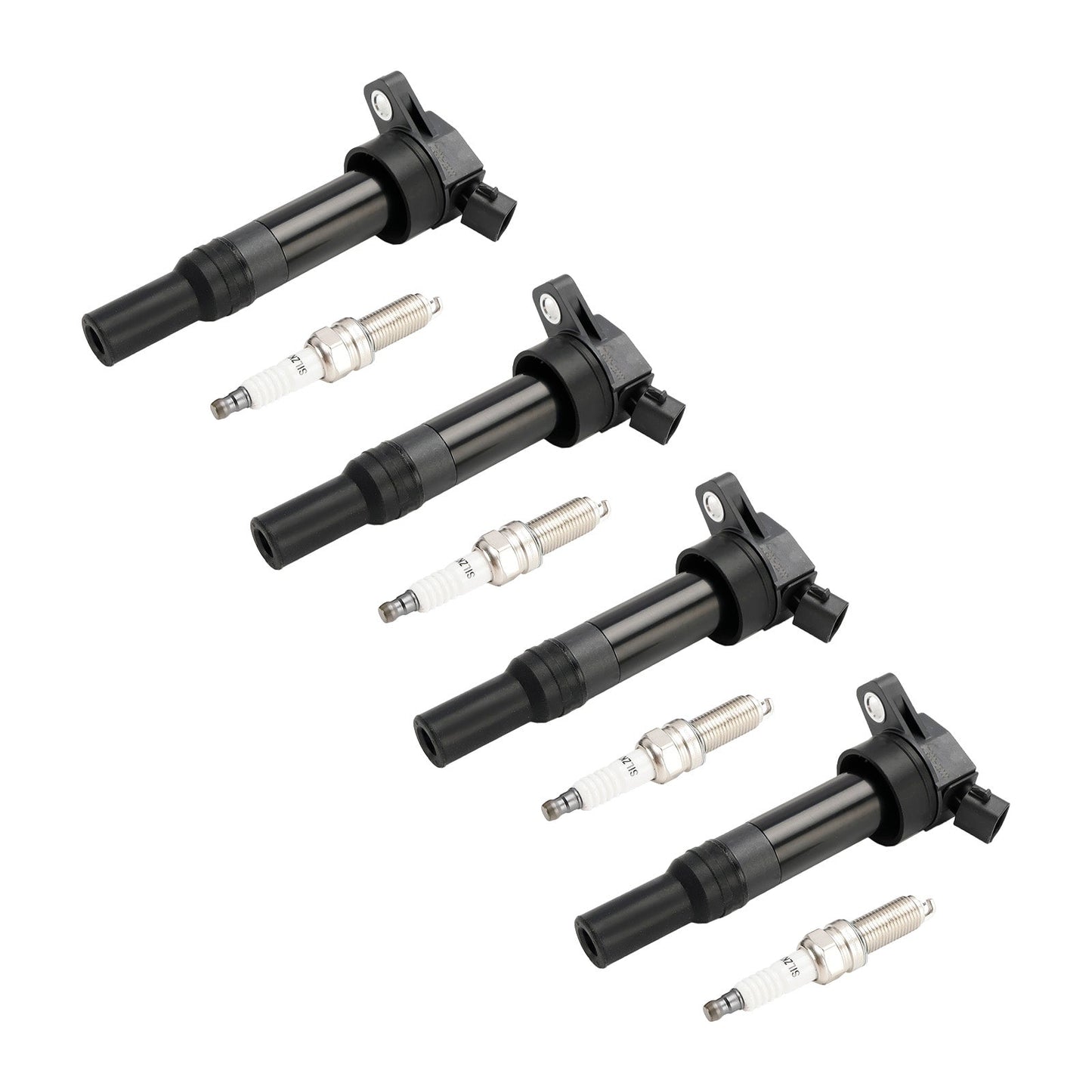 4x Ignition Coil +Spark Plug UF651 For Kia Soul Forte Hyundai Elantra