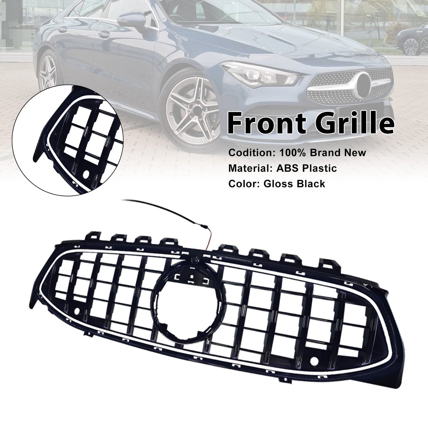 2020-2024 Fit Mercedes CLA-Class W118 C118 GT Black Front Bumper Grille Grill