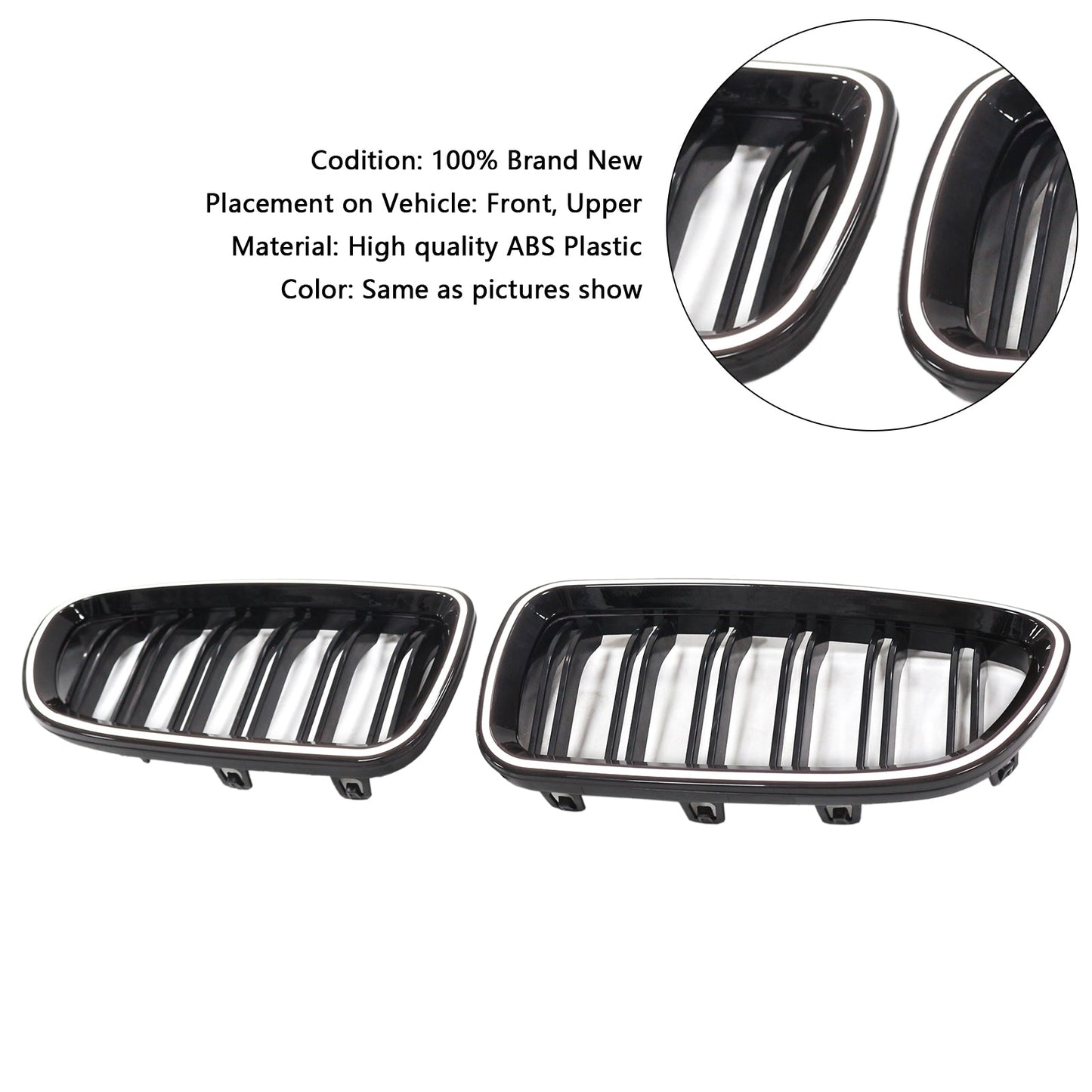 Kidney Bumper Grill Grille Fit BMW 5 Series F10 F11 2010-2016 Gloss Black 51137203649 51137203203
