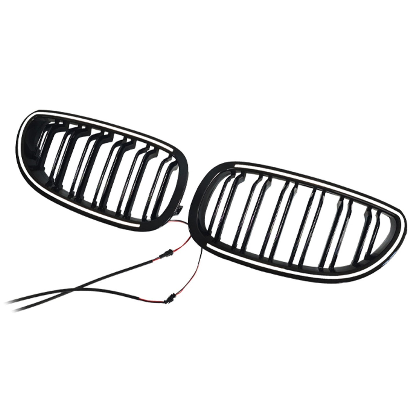 2PCS Glossy Black Front Sport Kidney Grille Fit BMW E60 E61 520i 530i 2004-2009
