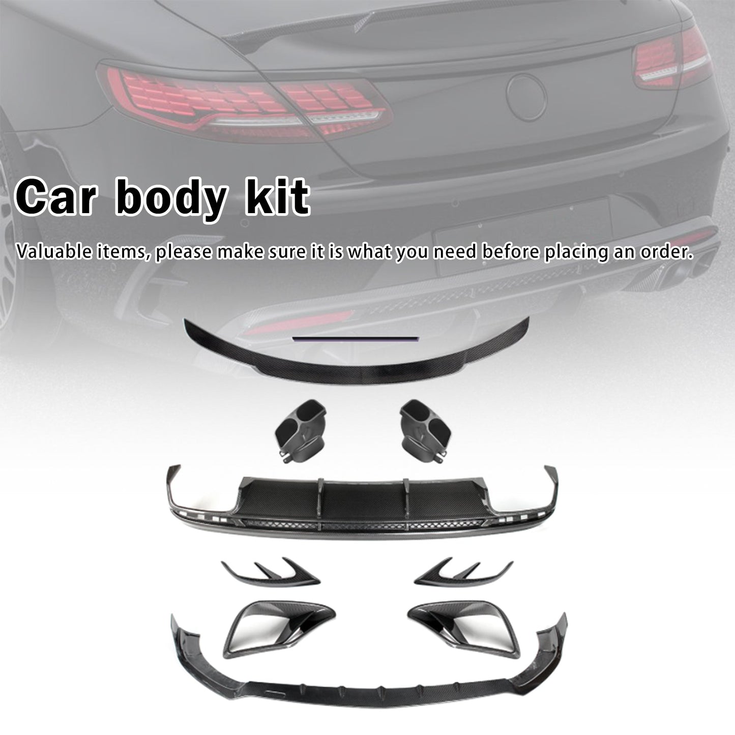 2019-2021 Fit Mercedes Benz W217 S63 S65 AMG Coupe Carbon Fiber Bumper Body Kit