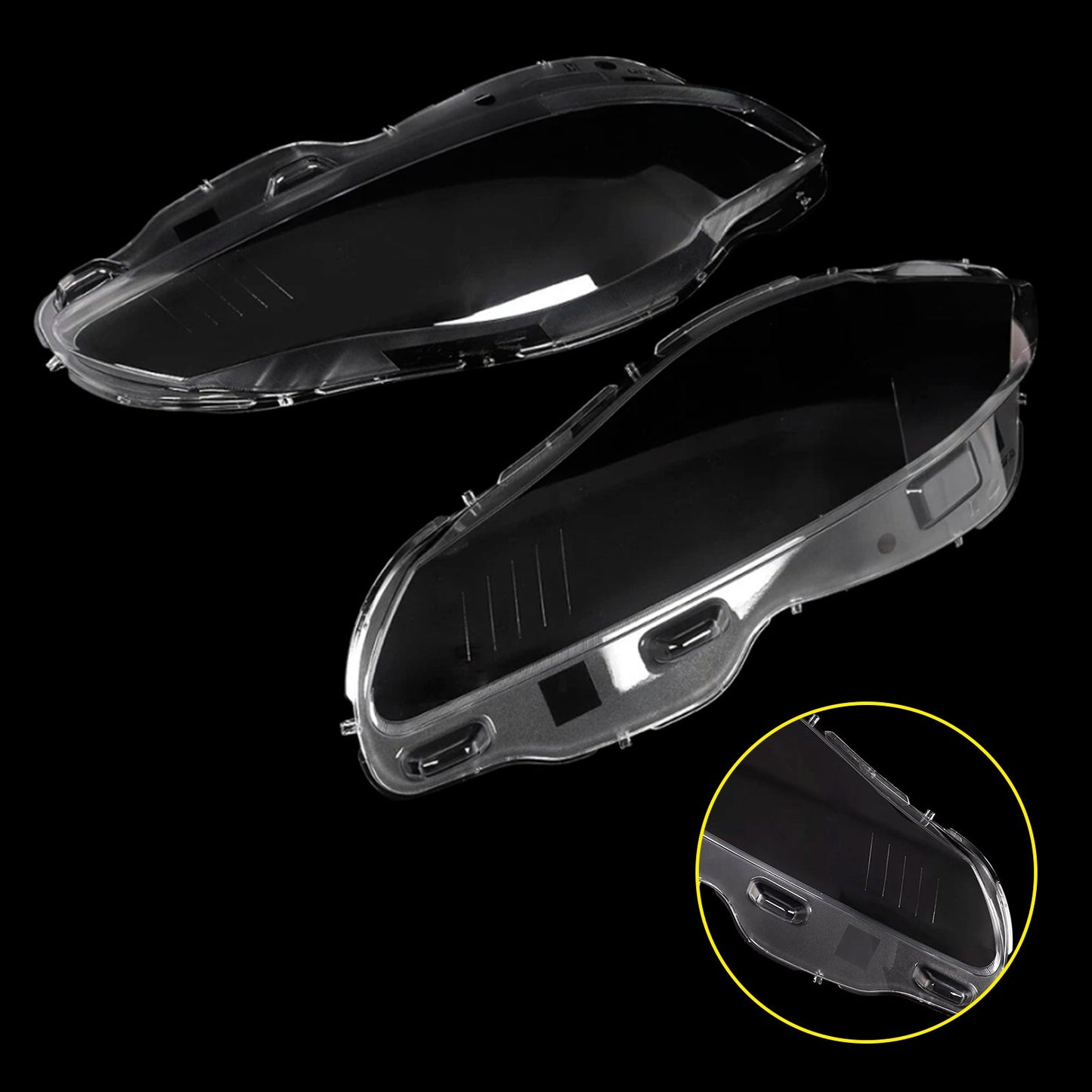 2010-2019 Jaguar XJ XJL Pair Front Headlight Lens Cover Shell Clear