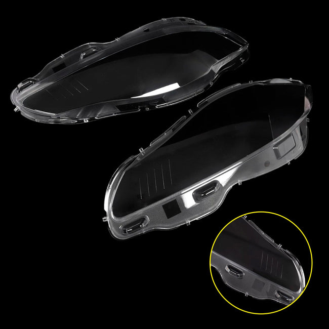2010-2019 Jaguar XJ XJL Pair Front Headlight Lens Cover Shell Clear