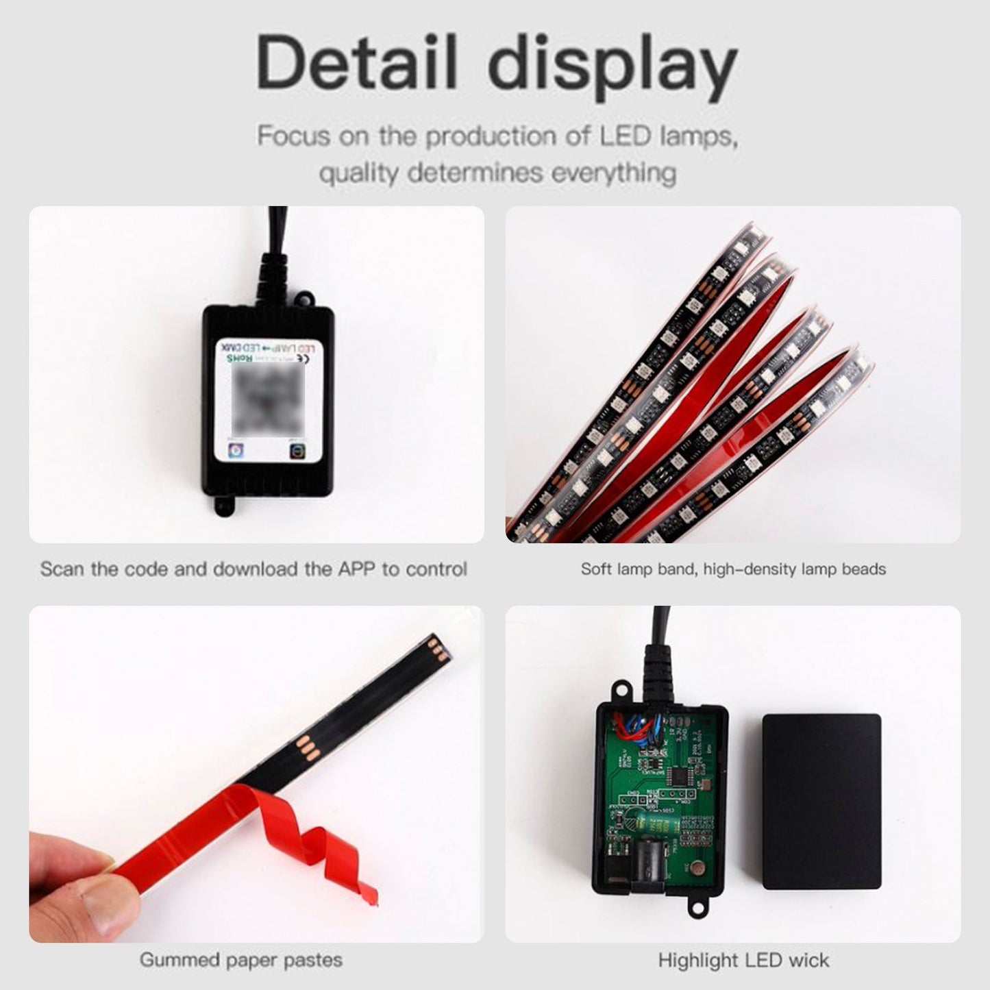 6Pcs LED Chassis Light Modified With Fantasy Ambient Light APP Controller 60cm*2+120cm*2+60cm*2
