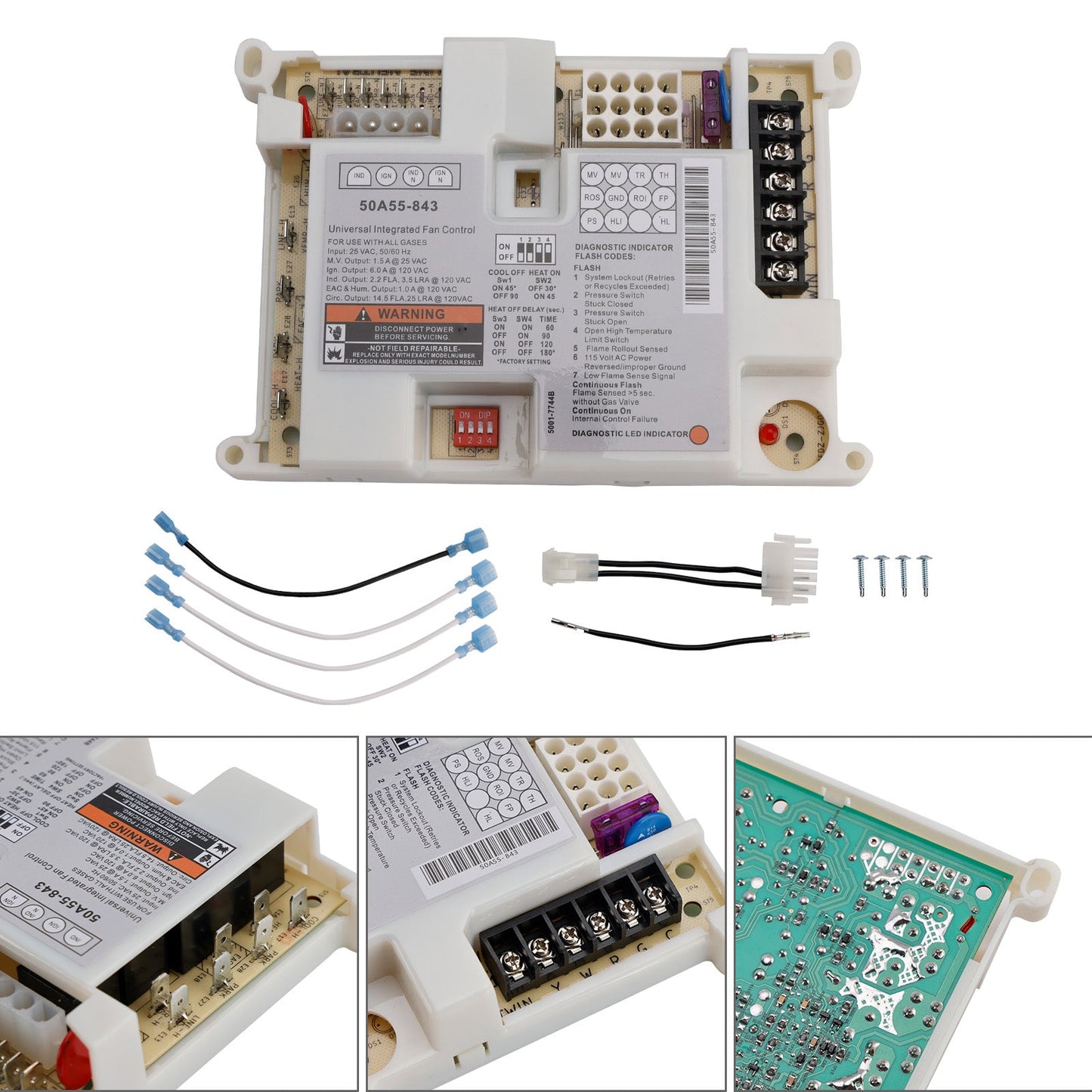 50A55-843 Furnace Control Circuit Board Replacement for White Rodgers