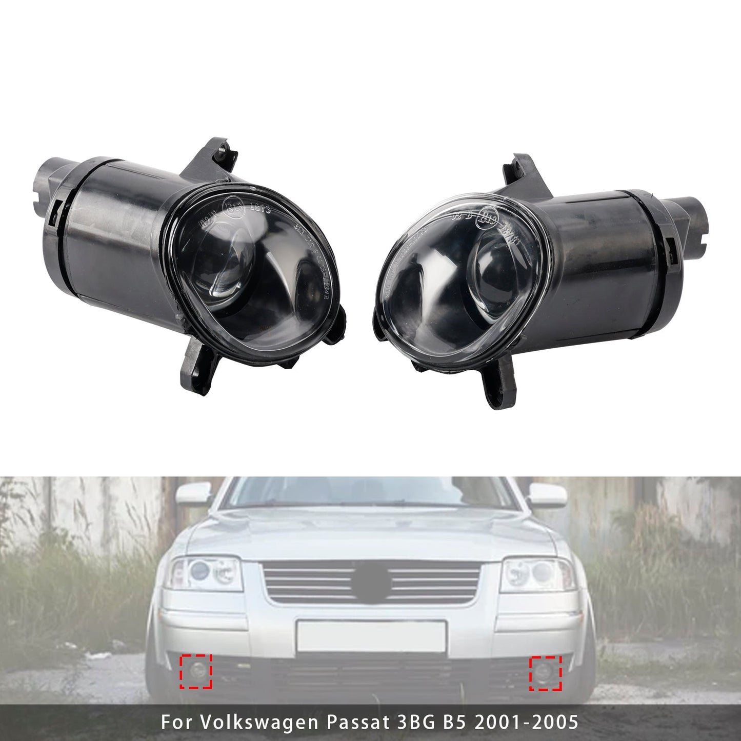 2001-2005 Volkswagen PASSAT 3BG B5 Pair Front Bumper Driving Fog Light Lamps