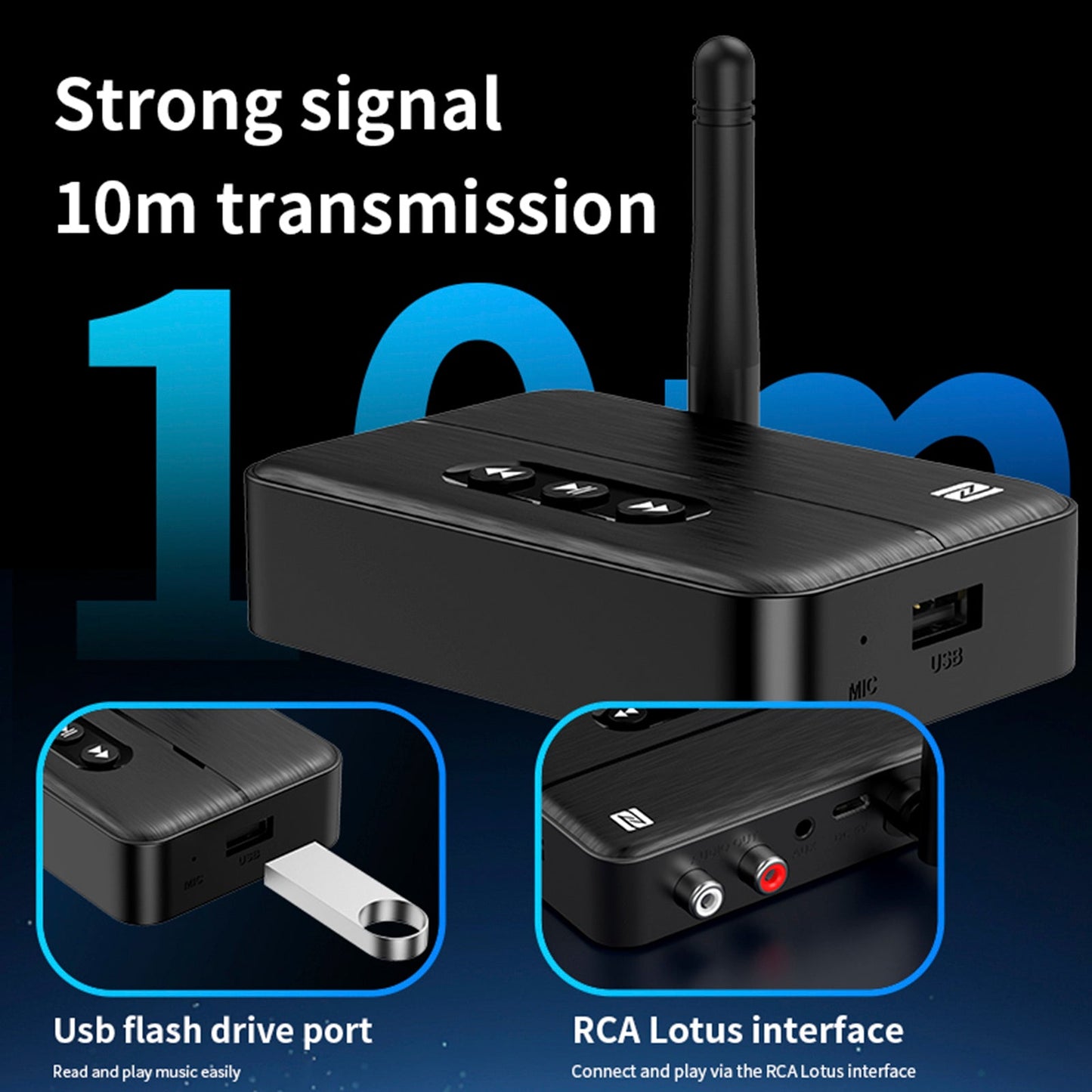 NFC Bluetooth 5.4 Audio Receiver AUX/RCA Amplifier USB Flash Drive to Play Music